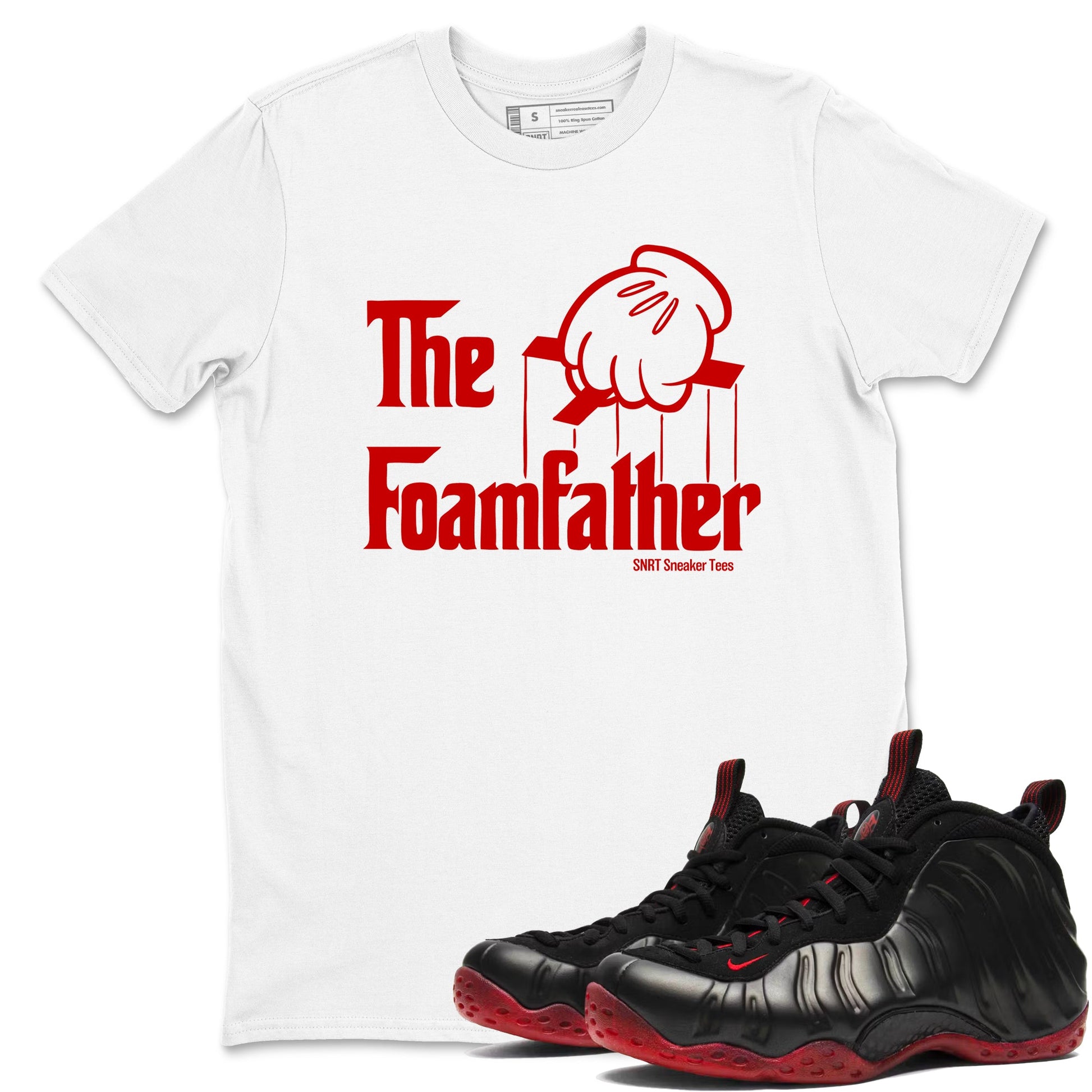Sneaker match tees – Sneaker Tees To Match Air Foamposite Cough Drop Shoes – The Foamfather Tee White 1
