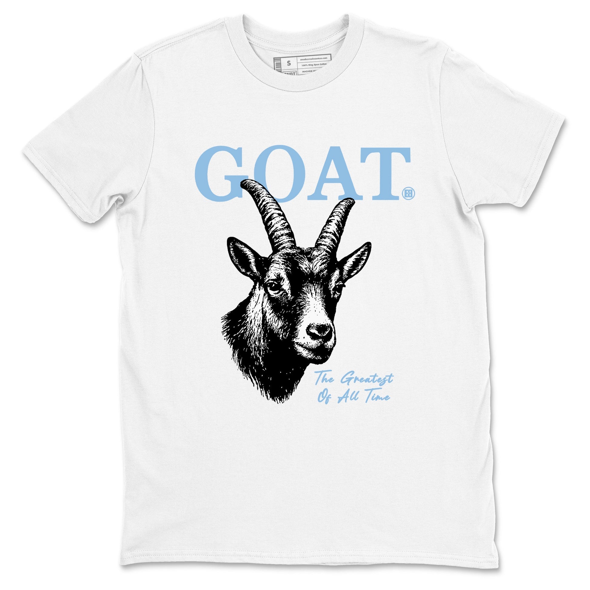 The Greatest Of All Time sneaker match t-shirt styled to complete your fit with the Air Foamposite One Psychic Blue sneakers, shown in White 2.