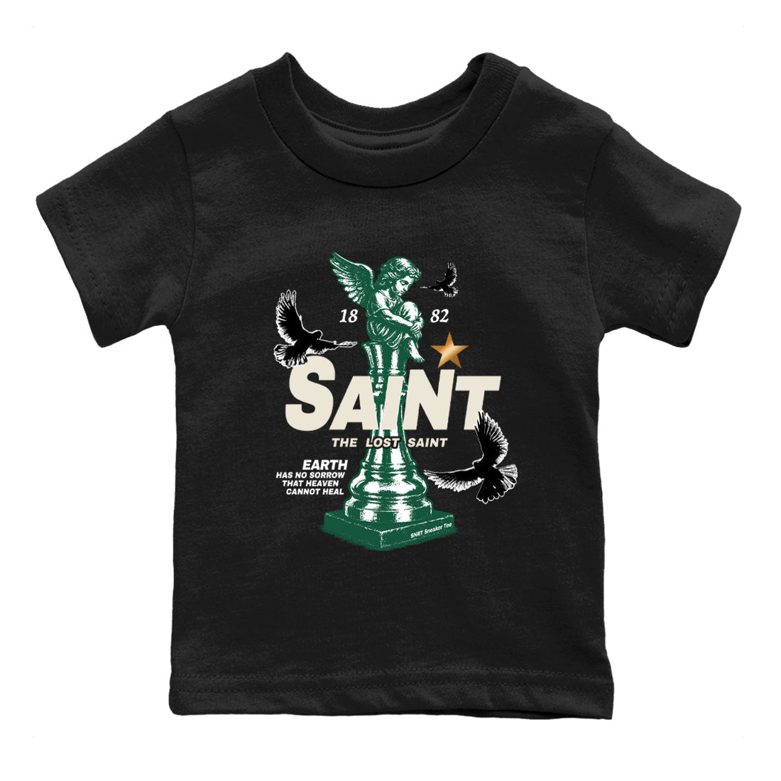 Sneaker Threads – Sneaker Tees To Match Air Jordan 1 Pro Green – The Lost Saint Youth Graphic Tee Black 2. Perfect for Jordan releases 2025 colorways.