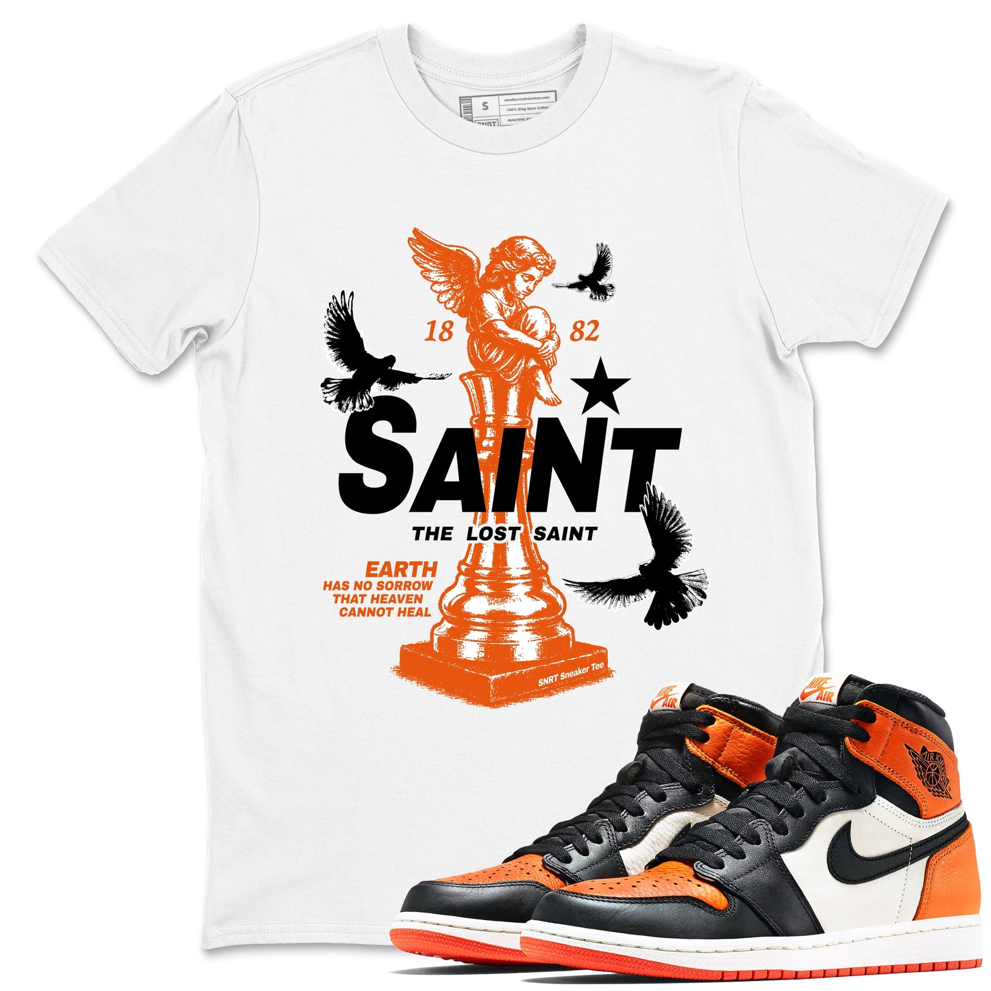 1s High OG Shattered Backboard t-shirts to match jordans The Lost Saint sneaker match tees Air Jordan 1 Shattered Backboard graphic tee for sneakerheads SNRT Sneaker Tees unisex cotton White 1 shirts