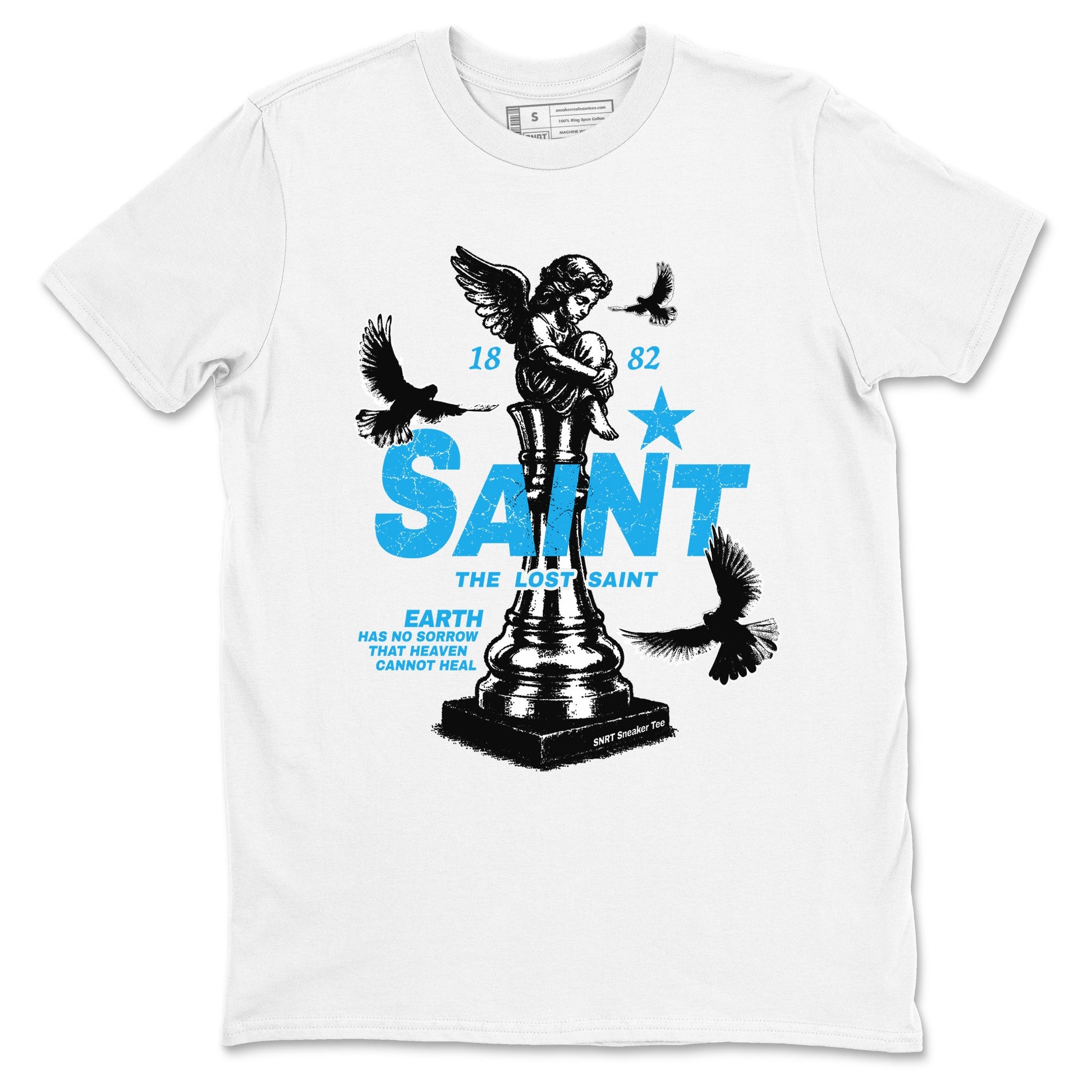 1s UNC t-shirts to match jordans The Lost Saint sneaker match tees Air Jordan 1 UNC Reimagined graphic tee for sneakerheads SNRT Sneaker Tees unisex cotton White 2 shirts