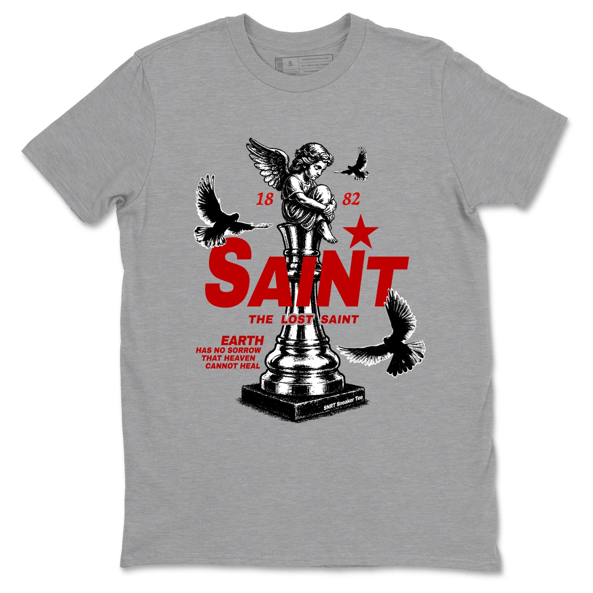 Jordan 11 Low Bred t-shirts to match jordans The Lost Saint sneaker match tees Air Jordan 11 Bred graphic tee for sneakerheads SNRT Sneaker Tees unisex cotton Heather Grey 2 shirts