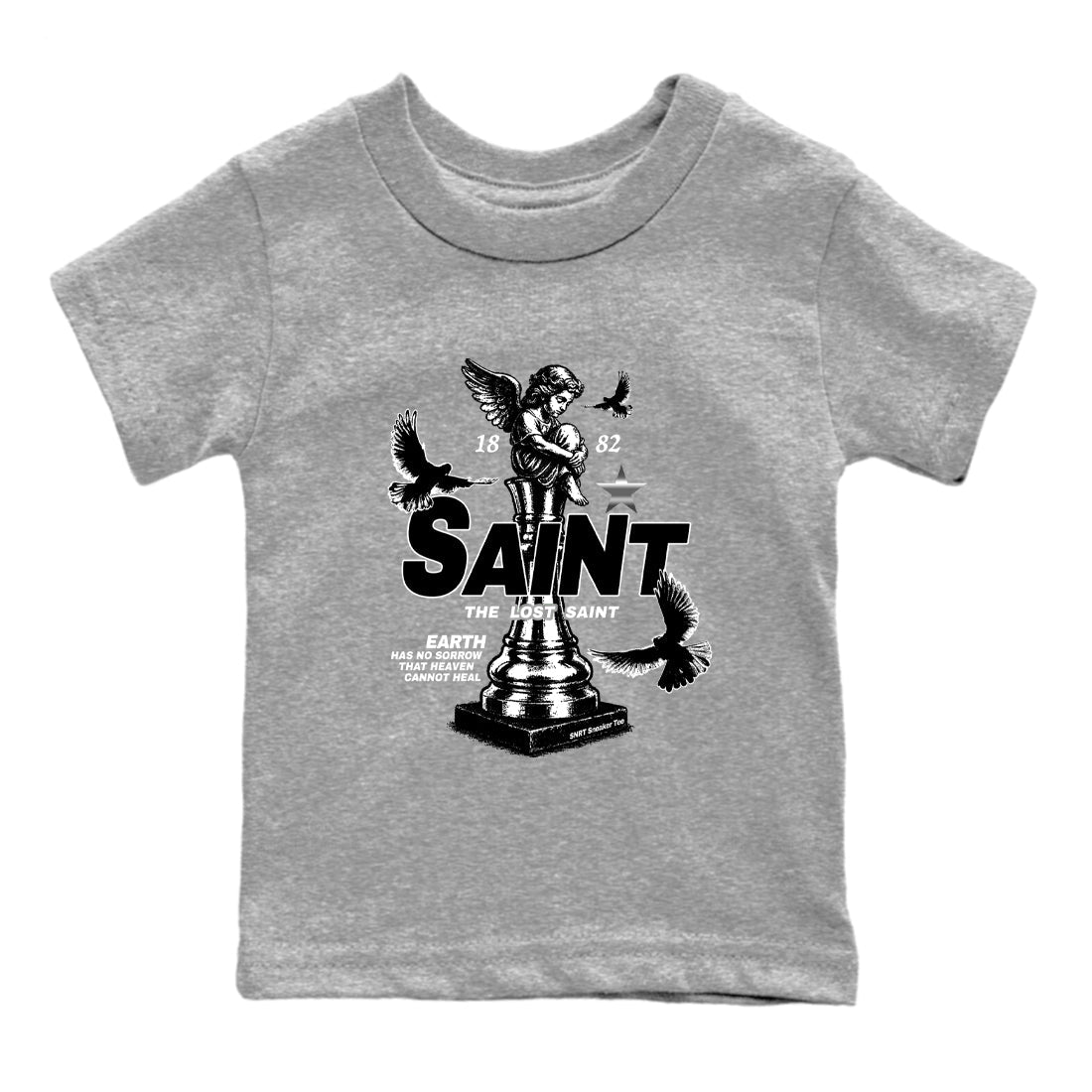 4s Black Cat Sneaker match tees – Sneaker Tees To Match Air Jordan 4 Black Cat Shoes – The Lost Saint Kids T-Shirt Heather Grey 2