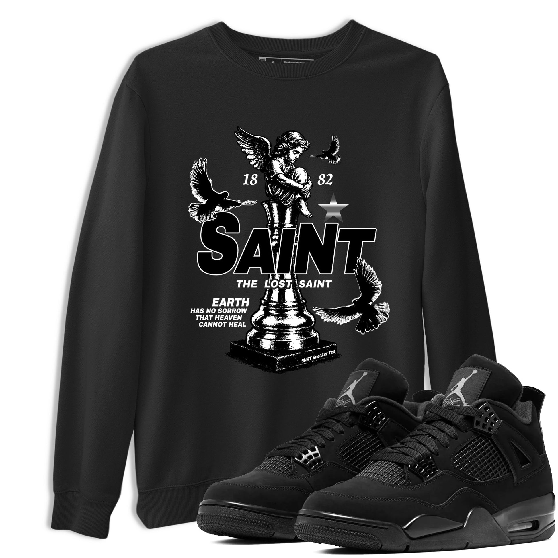 4s Black Cat Sneaker match tees – Sneaker Tees To Match Air Jordan 4 Black Cat Shoes – The Lost Saint Tee Black 1