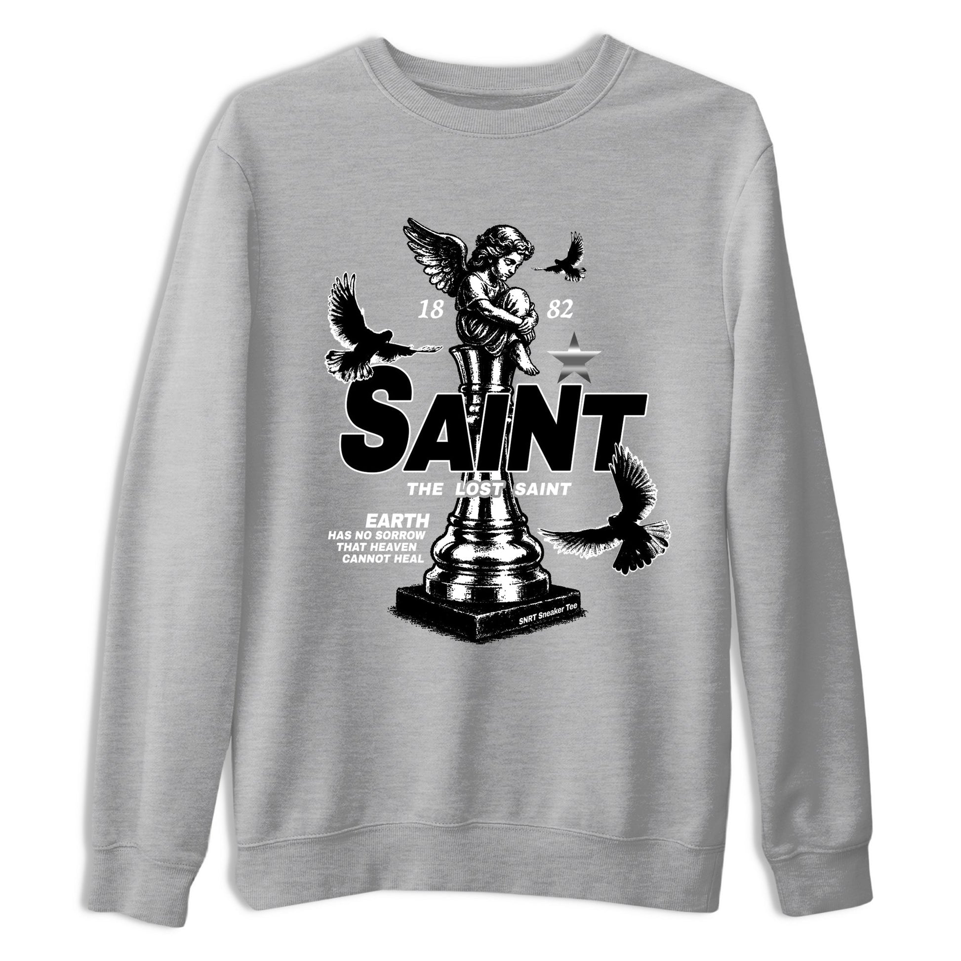 4s Black Cat Sneaker match tees – Sneaker Tees To Match Air Jordan 4 Black Cat Shoes – The Lost Saint Tee Heather Grey 2