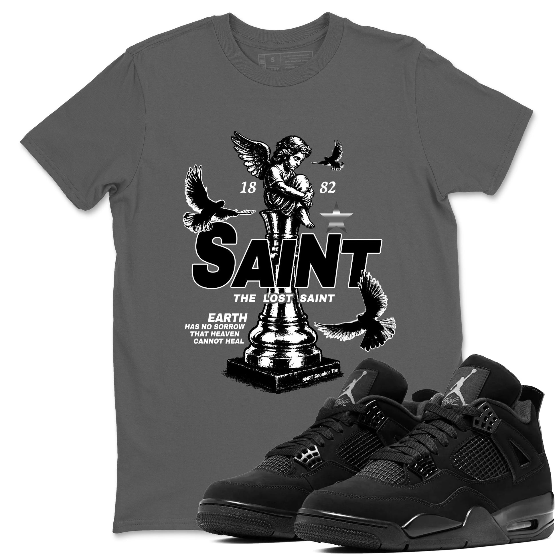 4s Black Cat Sneaker match tees – Sneaker Tees To Match Air Jordan 4 Black Cat Shoes – The Lost Saint Tee Cool Grey 1