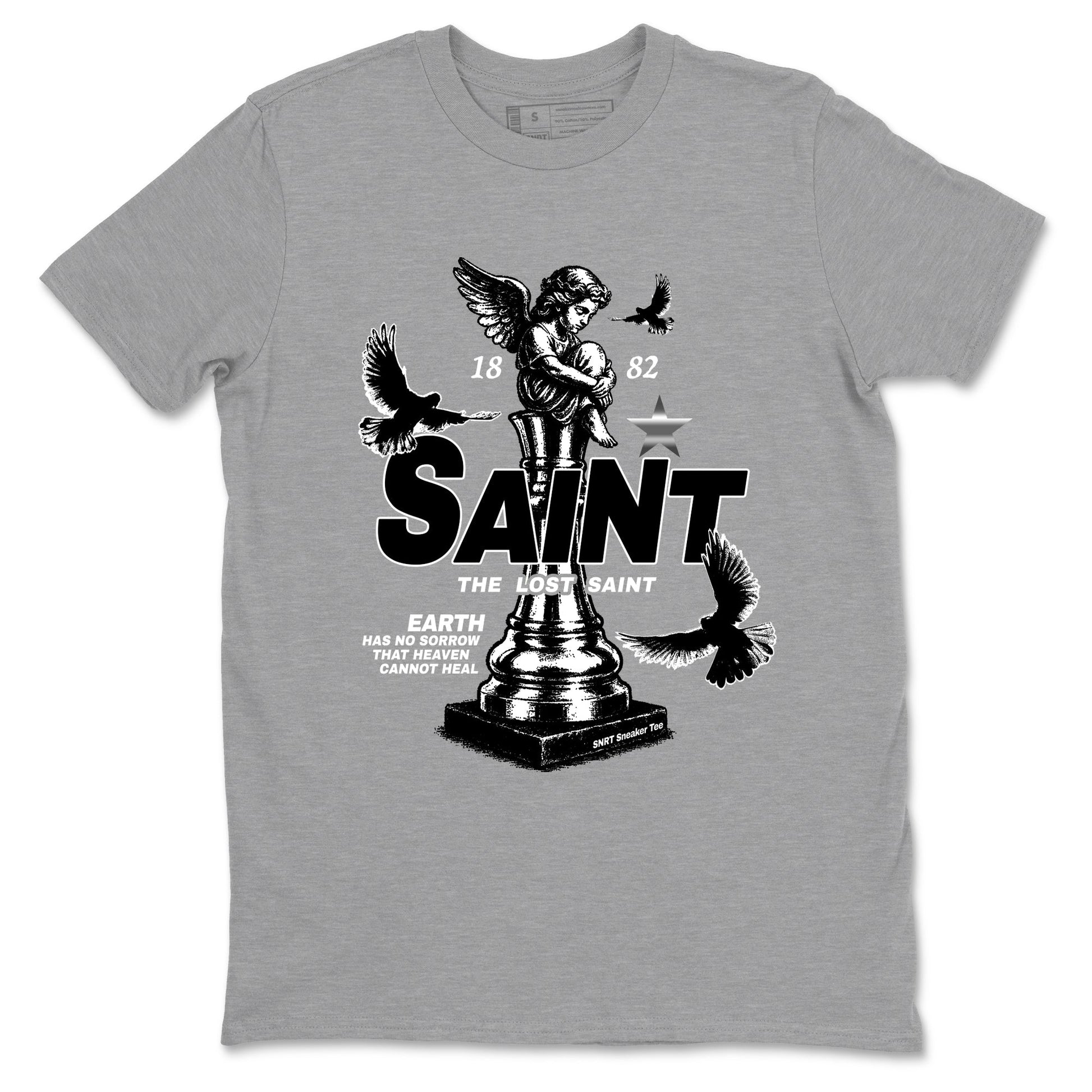 4s Black Cat Sneaker match tees – Sneaker Tees To Match Air Jordan 4 Black Cat Shoes – The Lost Saint Tee Heather Grey 2