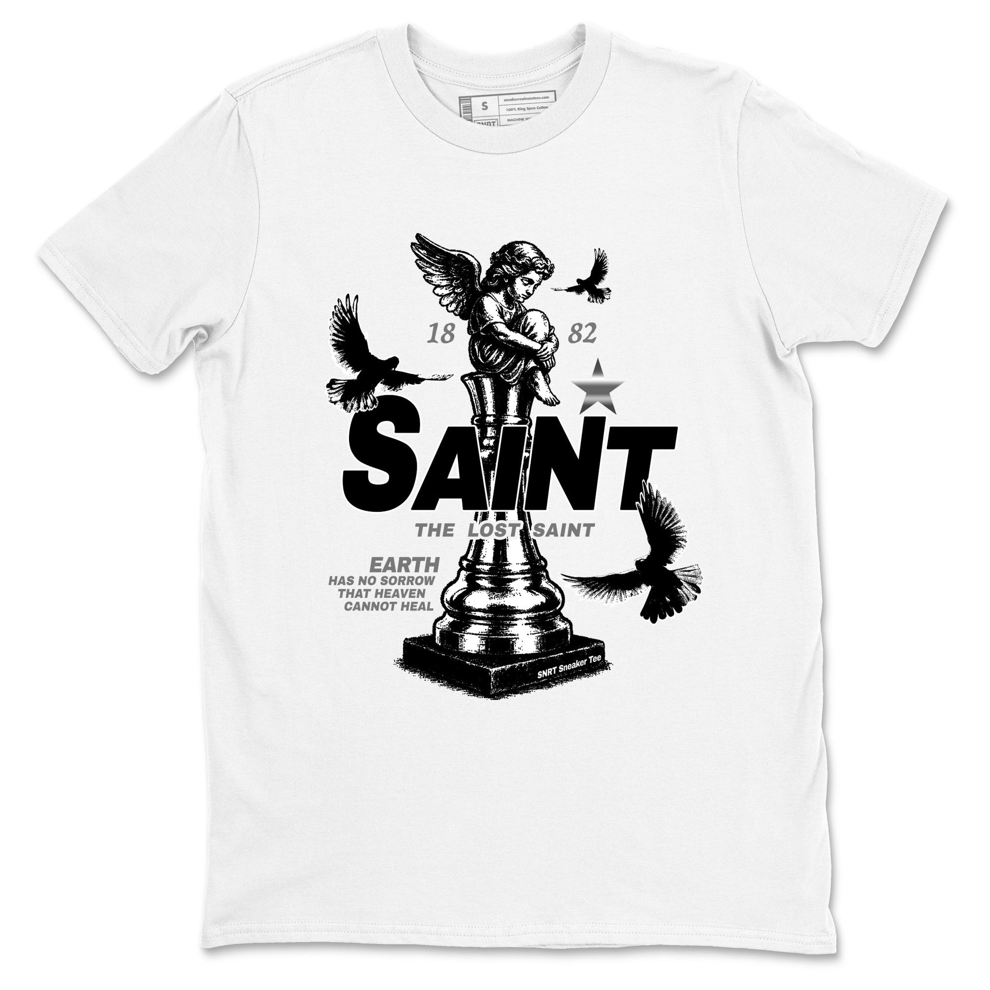 4s Black Cat Sneaker match tees – Sneaker Tees To Match Air Jordan 4 Black Cat Shoes – The Lost Saint Tee White 2