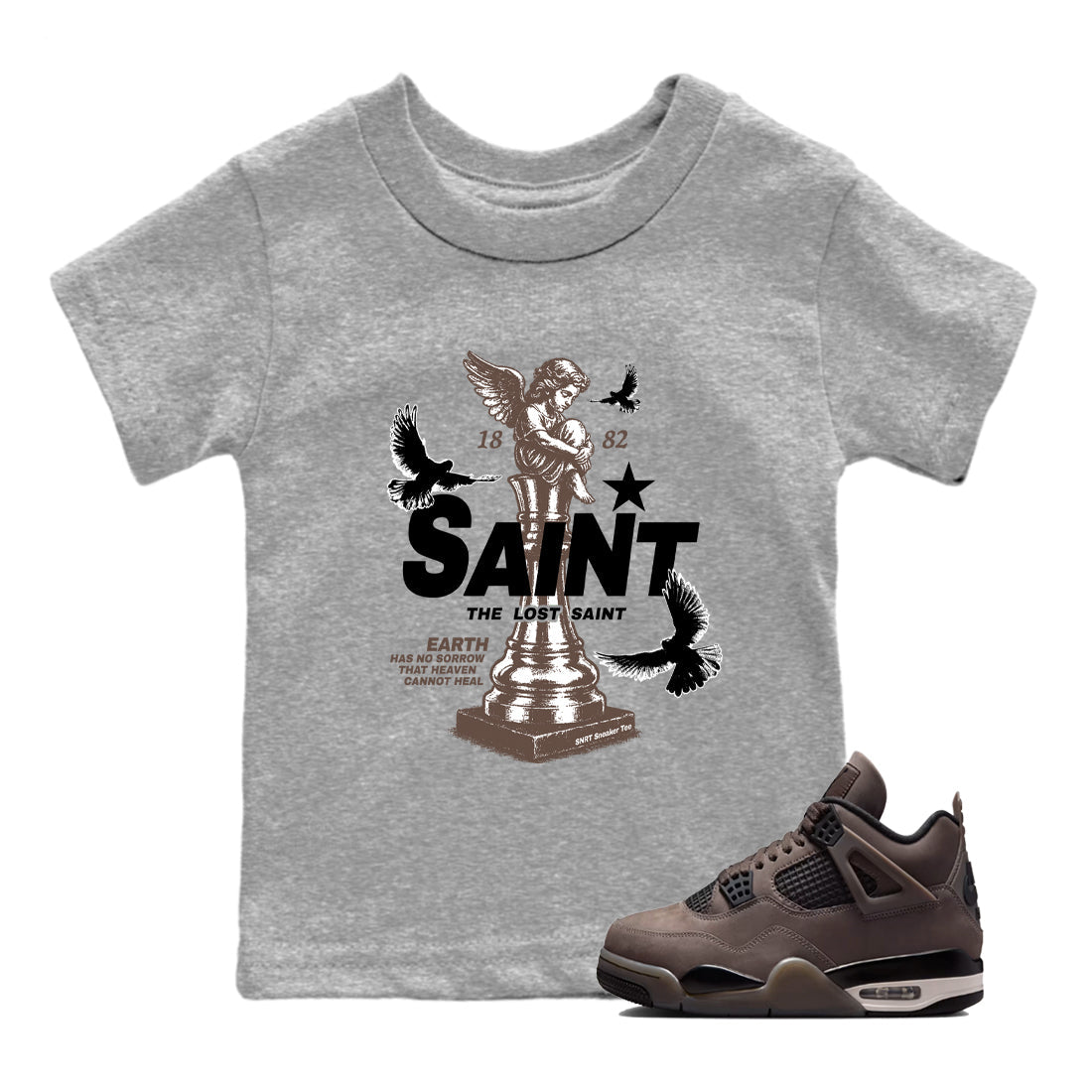 Sneaker match tees – Streetwear Graphic Tees Air Jordan 4 Cave Stone Sneakers – The Lost Saint Kids Craphic T-Shirt Heather Grey 1