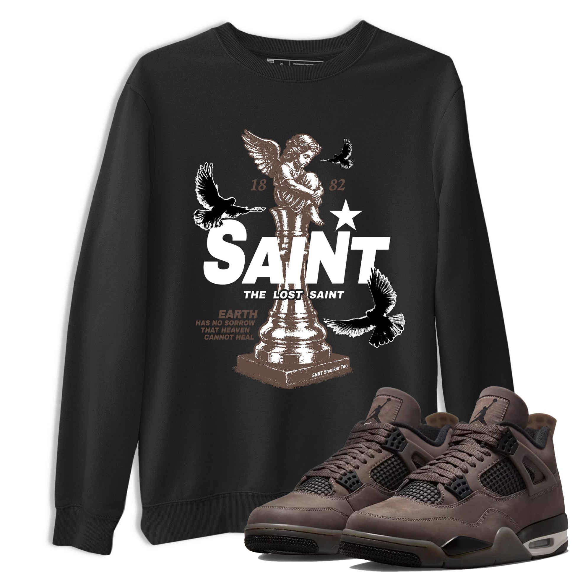 Sneaker match tees – Streetwear Graphic Tees Air Jordan 4 Cave Stone Sneakers – The Lost Saint Graphic Tee Black 1