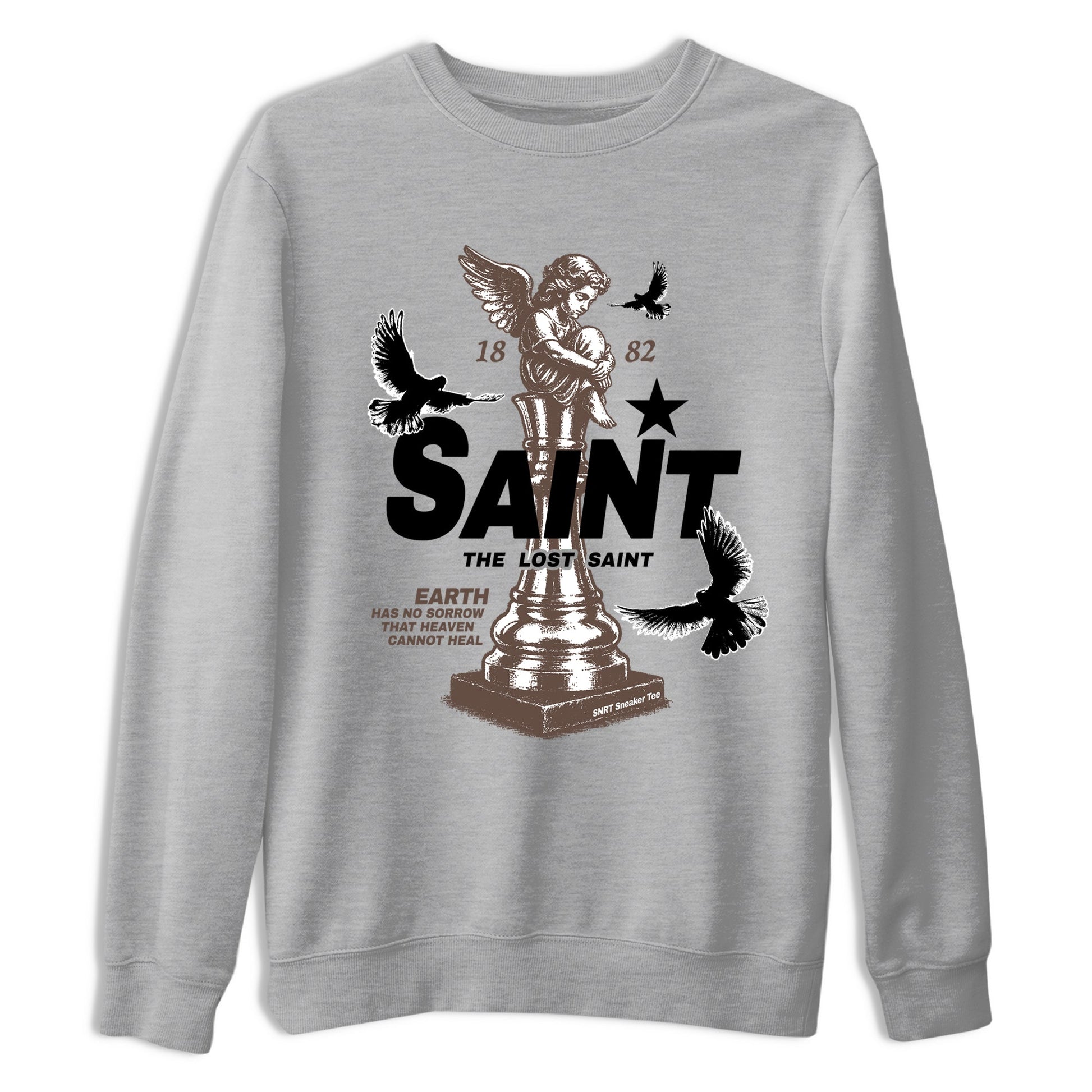Sneaker match tees – Streetwear Graphic Tees Air Jordan 4 Cave Stone Sneakers – The Lost Saint Graphic Tee Heather Grey 2
