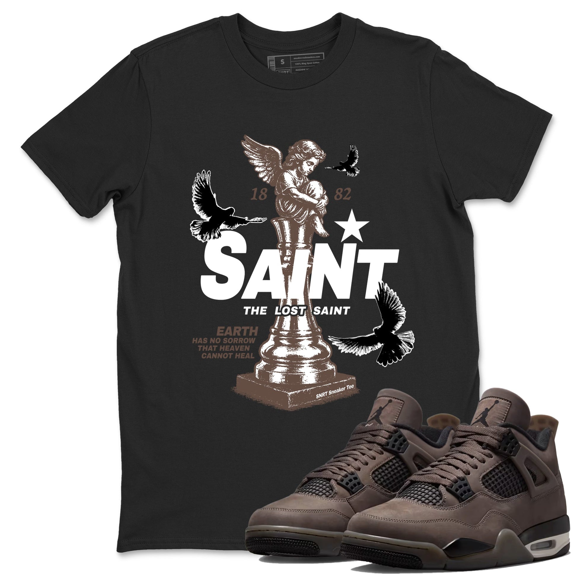 Sneaker match tees – Streetwear Graphic Tees Air Jordan 4 Cave Stone Sneakers – The Lost Saint Graphic Tee Black 1
