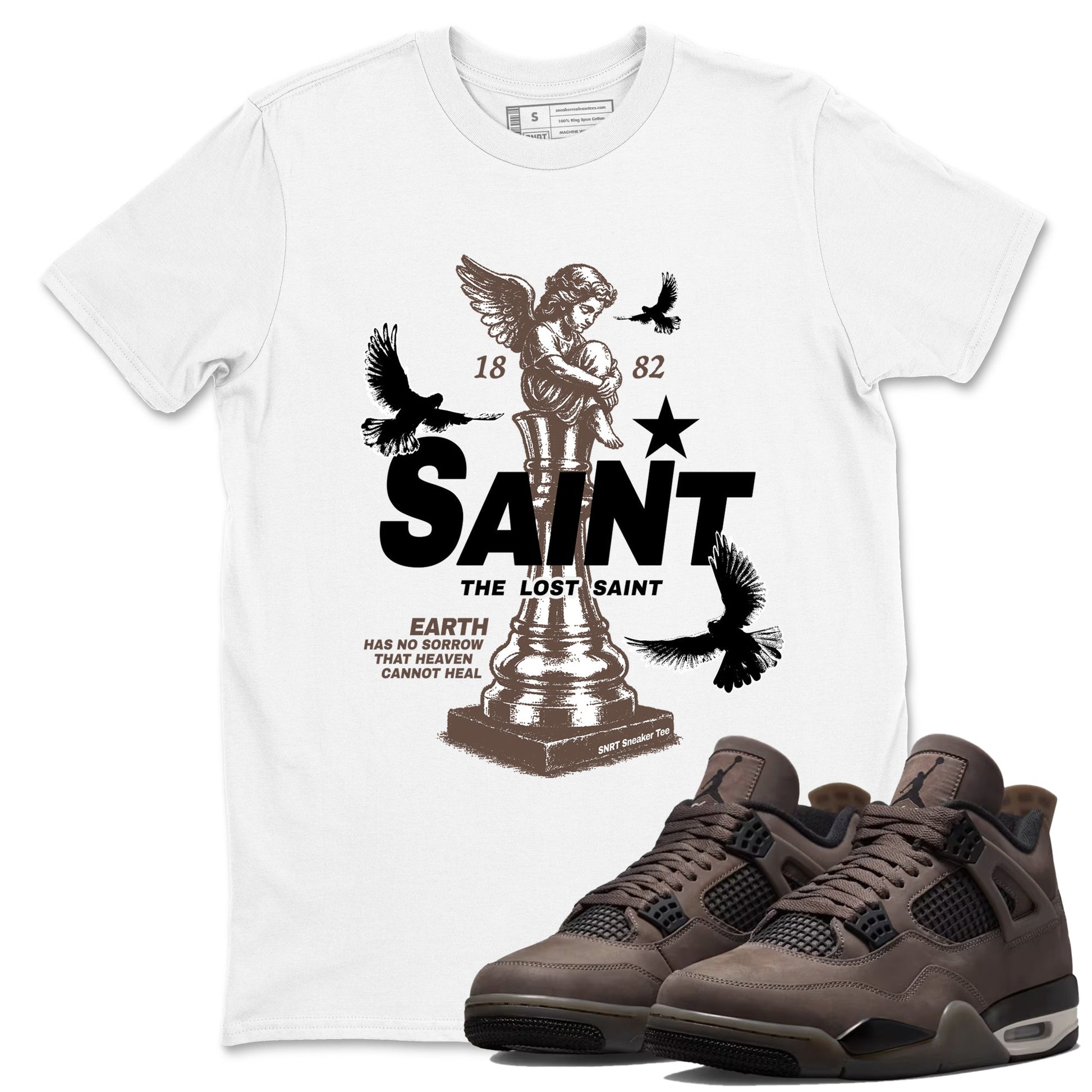 Sneaker match tees – Streetwear Graphic Tees Air Jordan 4 Cave Stone Sneakers – The Lost Saint Graphic Tee White 1