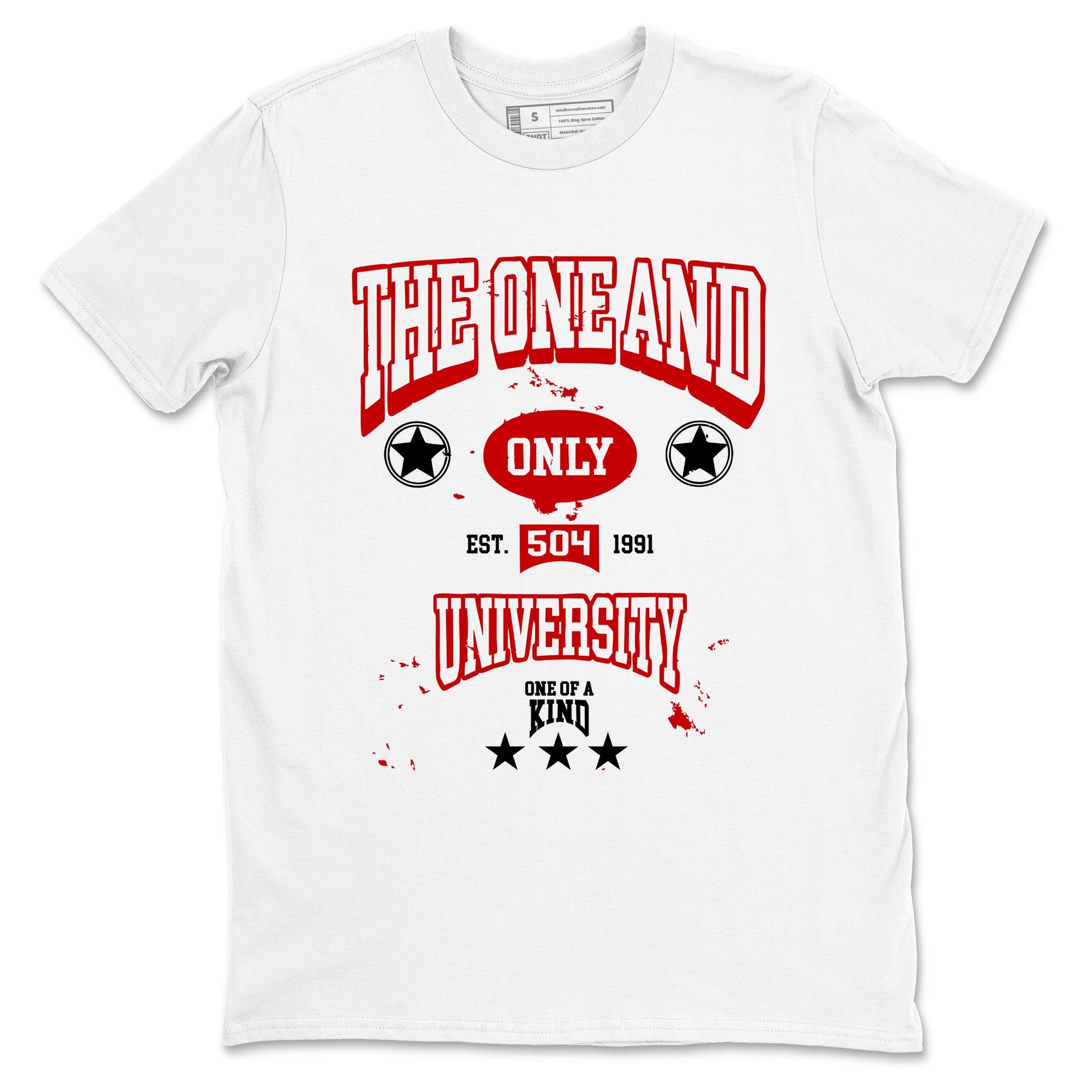 The One And Only University sneaker match t-shirt styled to complete your fit with the Air Force 1 University Red sneakers, shown in White 2.