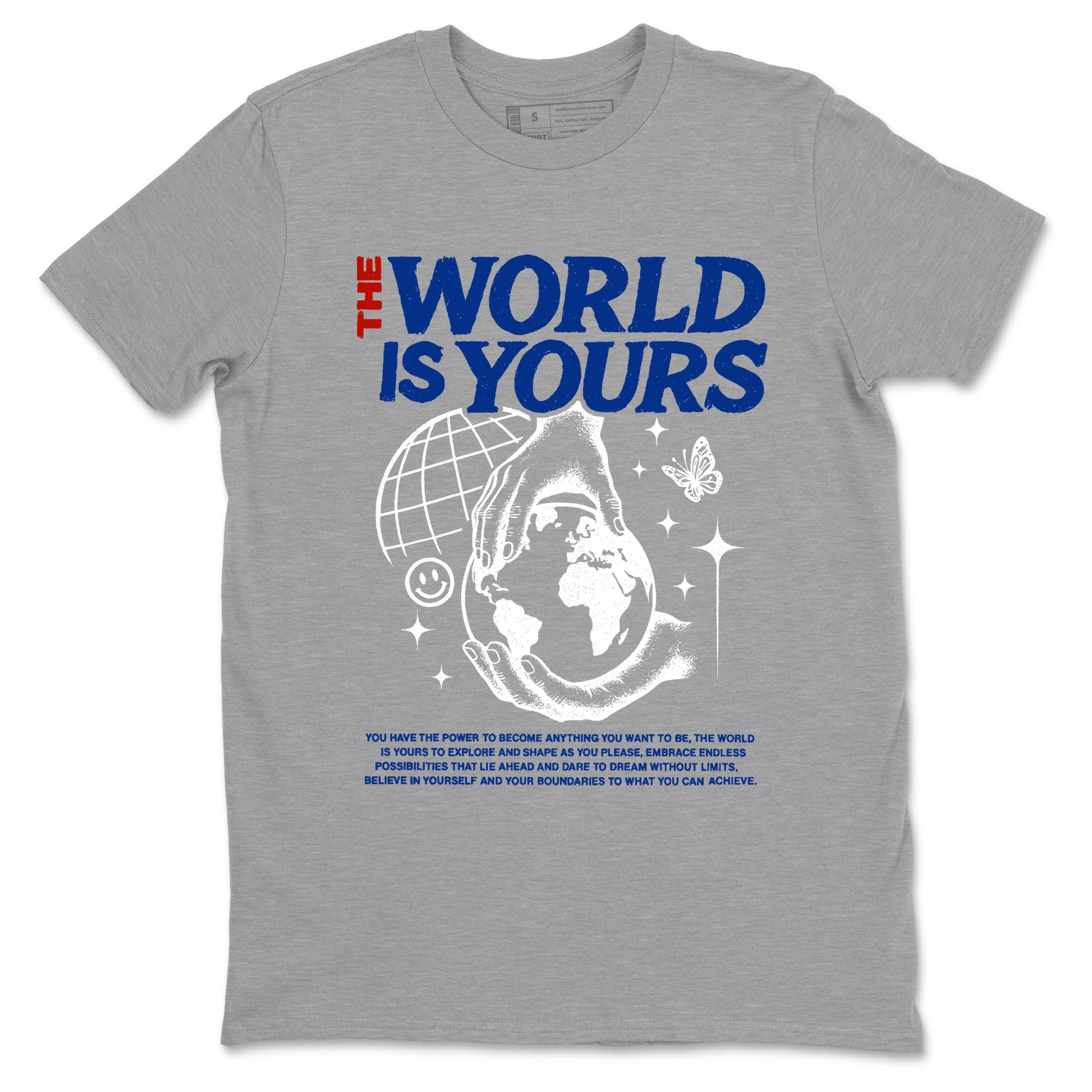 Sneaker Threads – Sneaker Tees To Match Air Jordan 11 Rare Air – The World Is Yours Graphic Tee Heather Grey 2. Perfect for Jordan releases 2025 colorways.