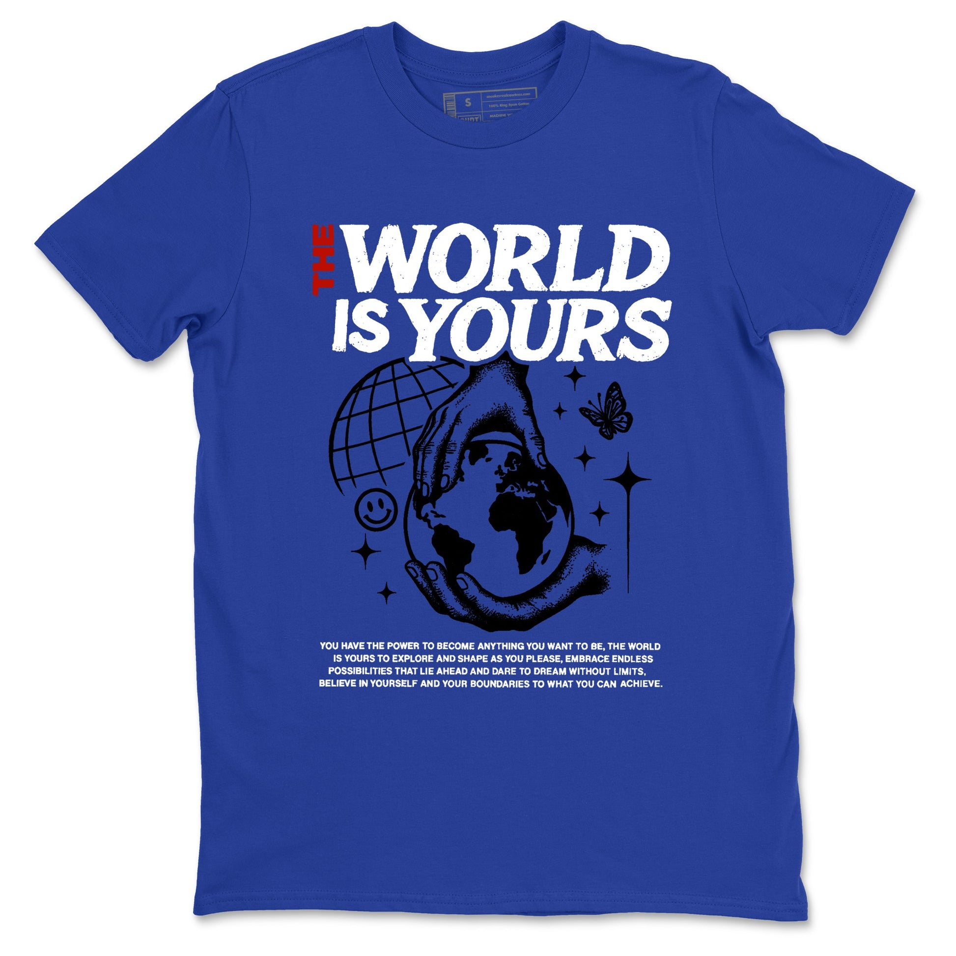Sneaker Threads – Sneaker Tees To Match Air Jordan 11 Rare Air – The World Is Yours Graphic Tee Royal Blue 2. Perfect for Jordan releases 2025 colorways.