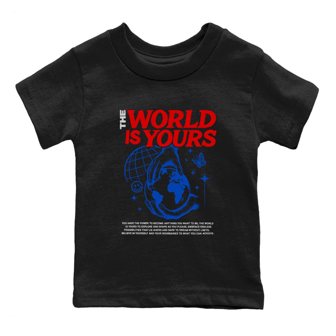 Sneaker match tees – Sneaker Tees To Match Jordan 4 Retro Rare Air Shoes – The World Is Yours Kids T-Shirt Black 2