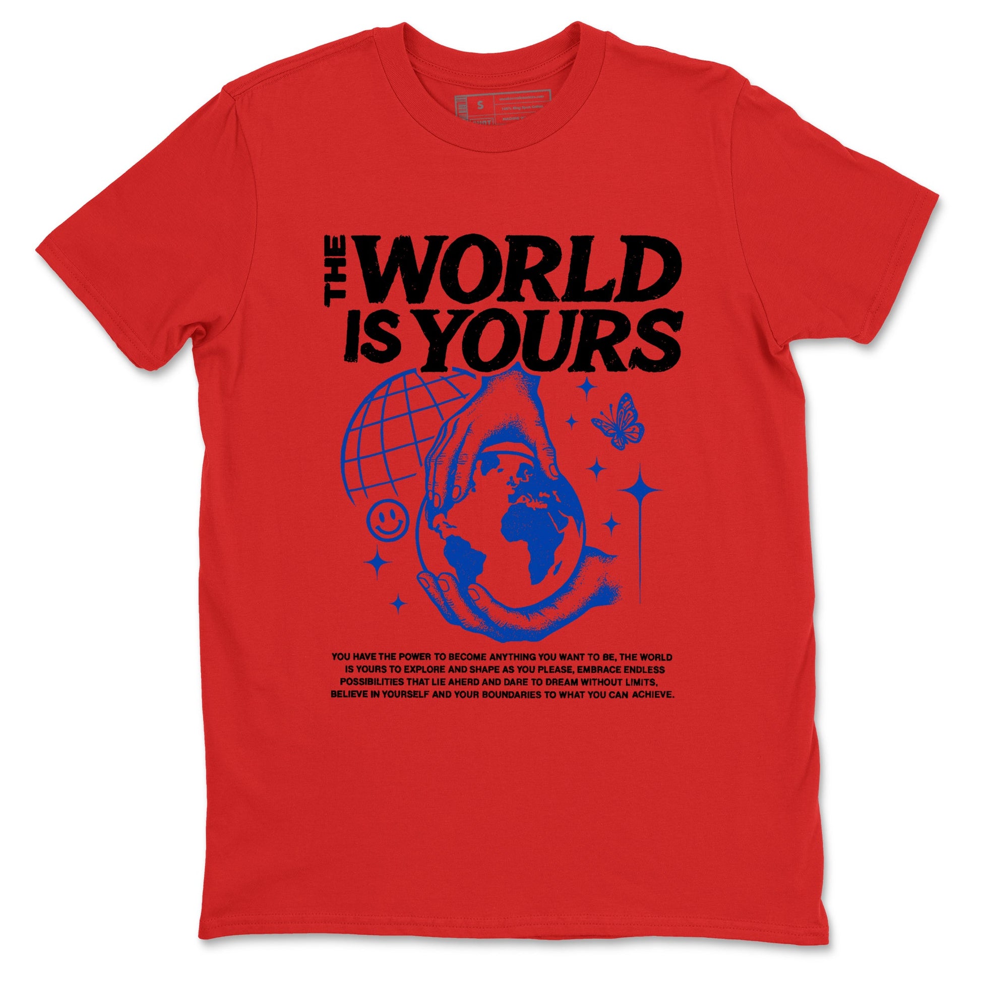 Sneaker match tees – Sneaker Tees To Match Jordan 4 Retro Rare Air Shoes – The World Is Yours Tee Red 2