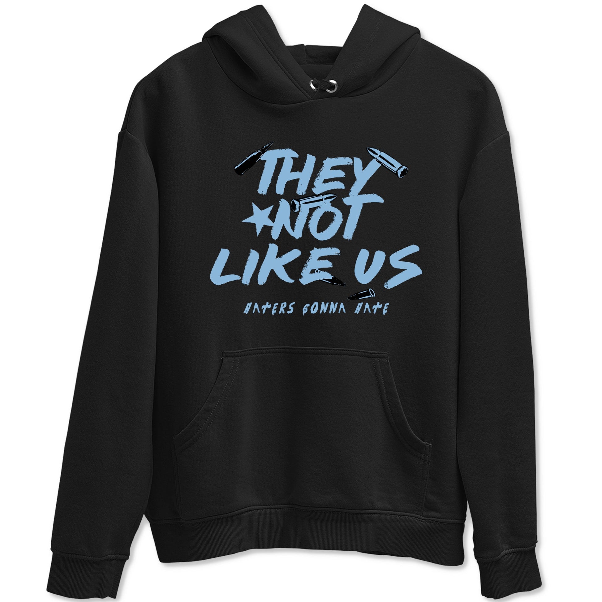 They Not Like Us sneaker match t-shirt styled to complete your fit with the Air Foamposite One Psychic Blue sneakers, shown in Black 2.