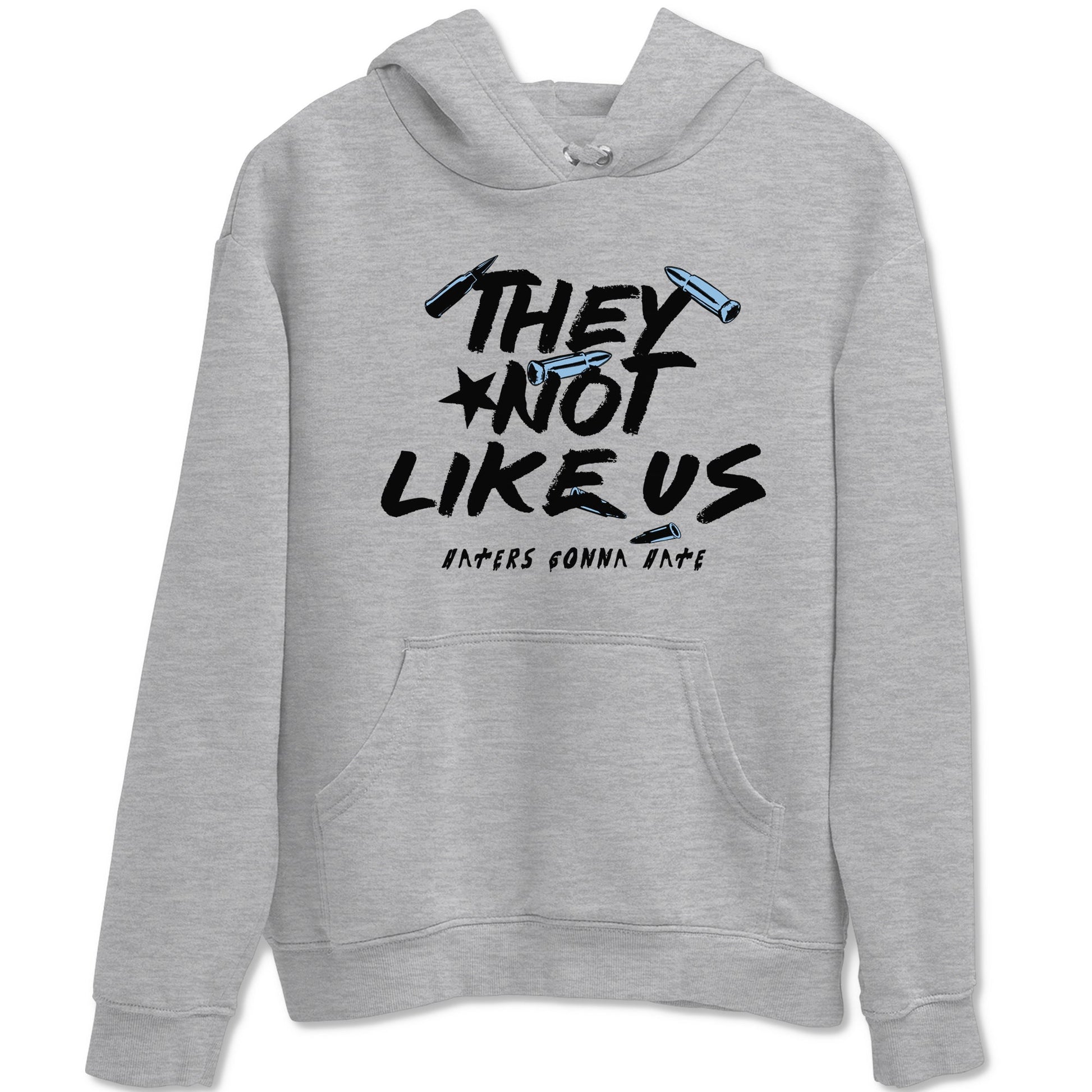 They Not Like Us sneaker match t-shirt styled to complete your fit with the Air Foamposite One Psychic Blue sneakers, shown in Heather Grey 2.