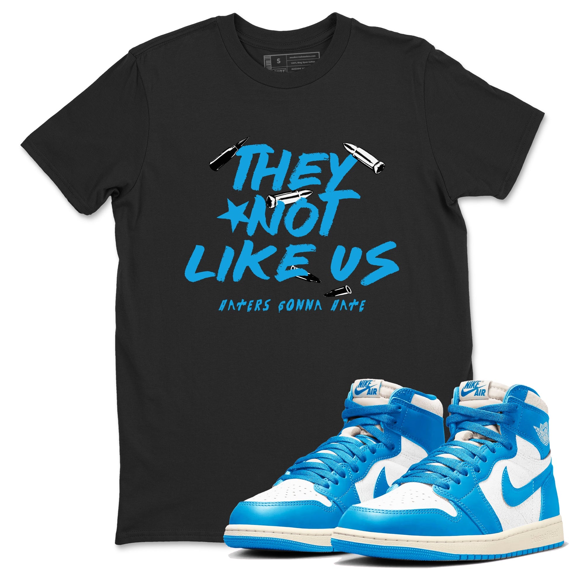 1s High OG UNC Reimagined shirts to match jordans They Not Like Us graphic tees Air Jordan 1 UNC Reimagined match shoes to clothes SNRT Sneaker Tees unisex cotton Black 1 shirts
