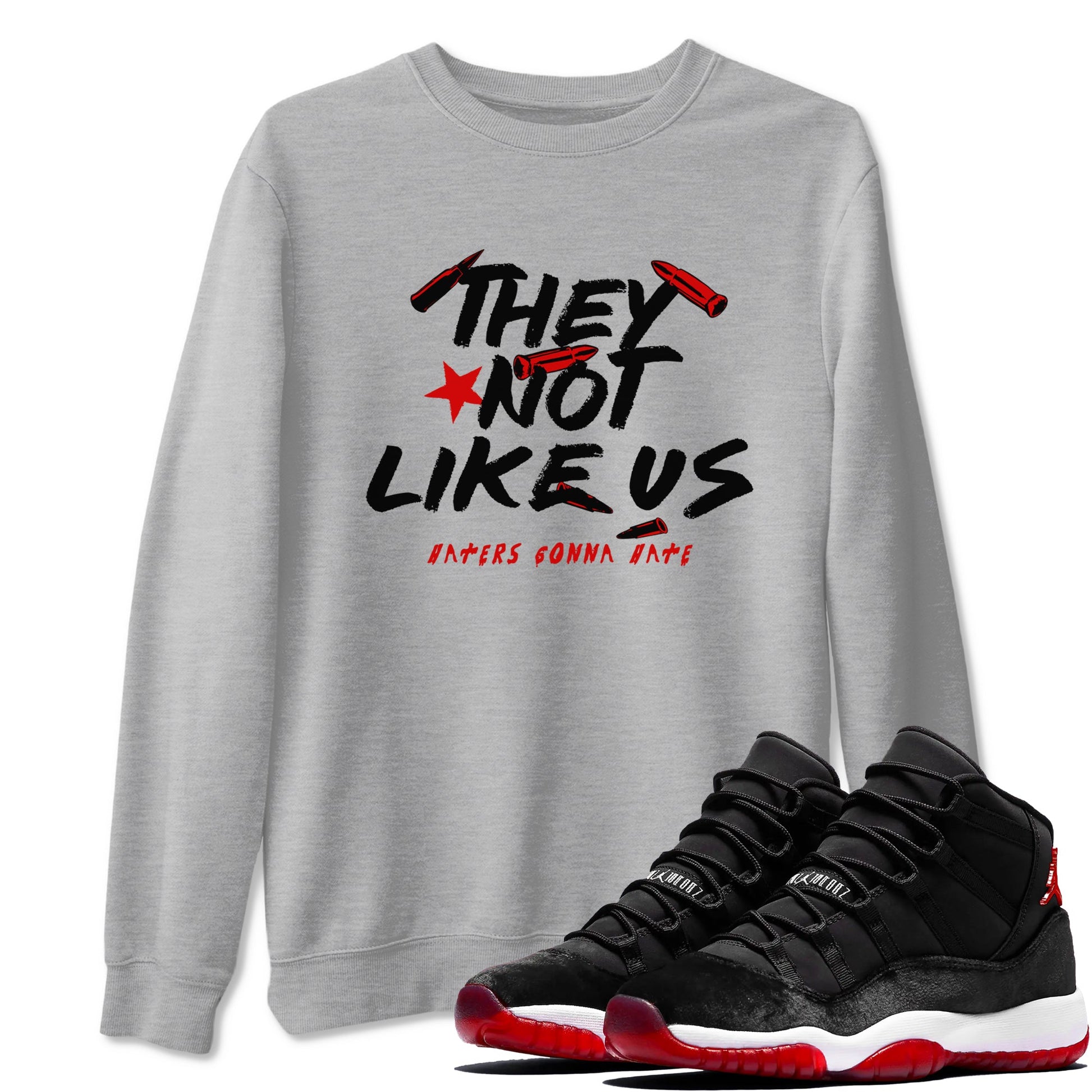 11s Bred Velvet shirts to match jordans They Not Like Us sneaker match tees Air Jordan 11 Retro Bred Velvet match shoes to clothes SNRT Sneaker Tees unisex cotton Heather Grey 1 shirts
