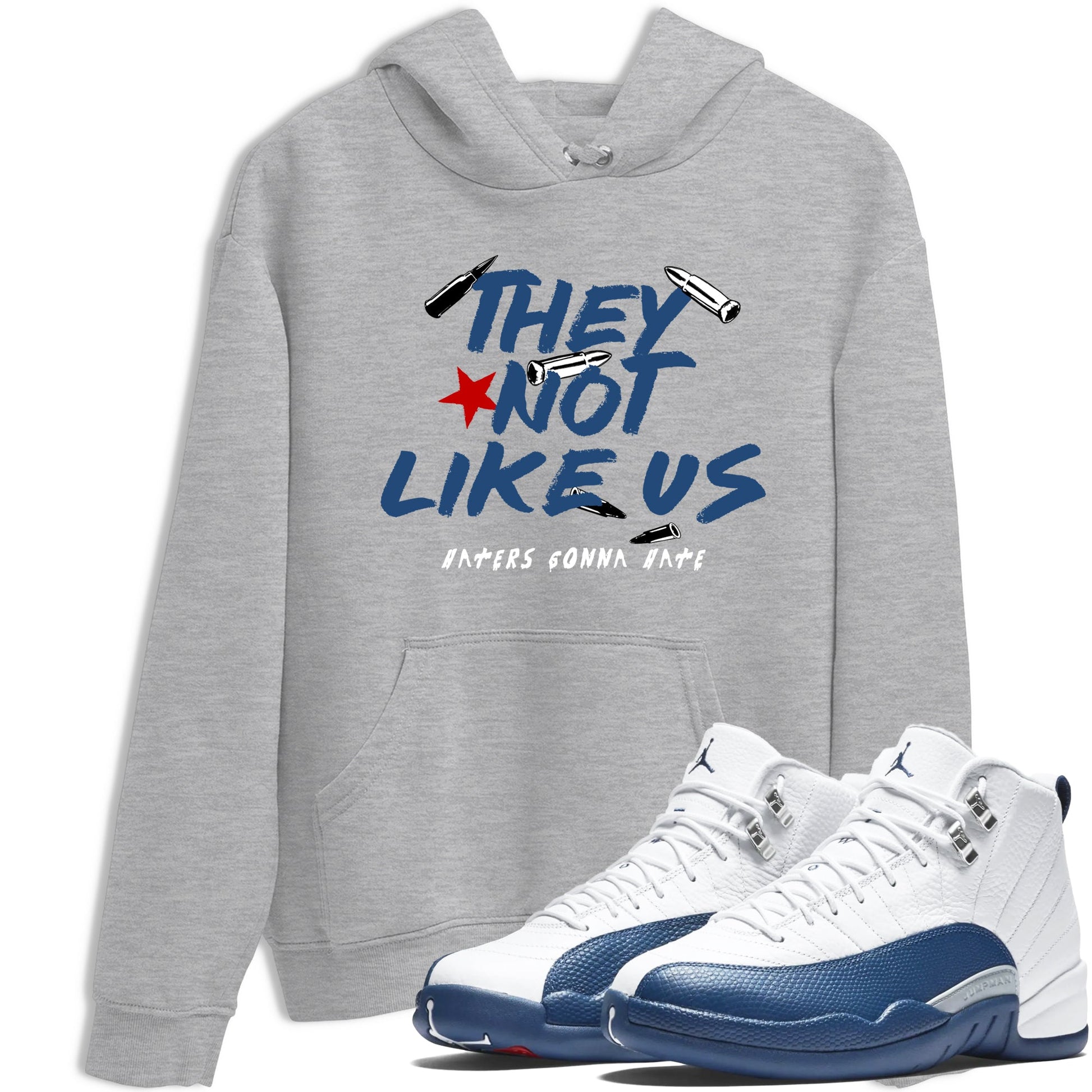 Sneaker match tees – Sneaker Tees To Match Air Jordan 12 French Blue Shoes – They Not Like Us Tee Heather Grey 1