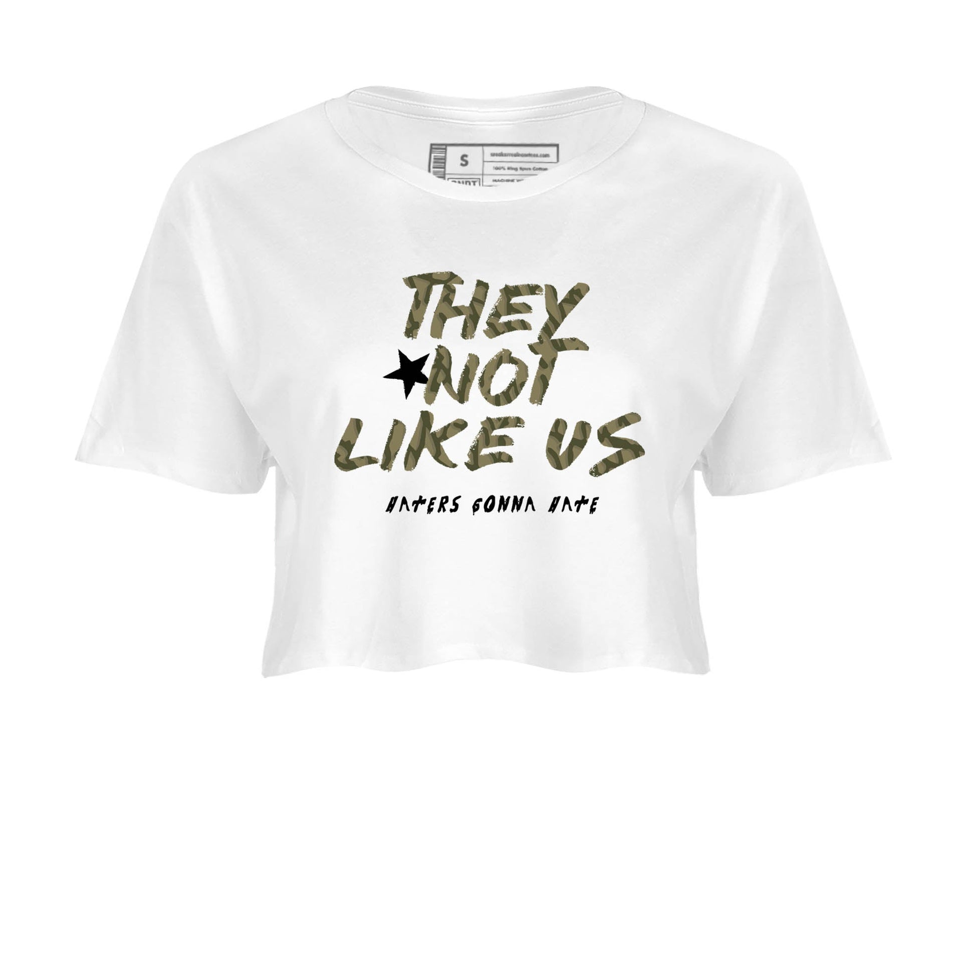 Sneaker Threads – Sneaker Tees To Match Air Jordan 3 Medium Olive – They Not Like Us Crop Tee White 2. Perfect for Jordan releases 2025 colorways.