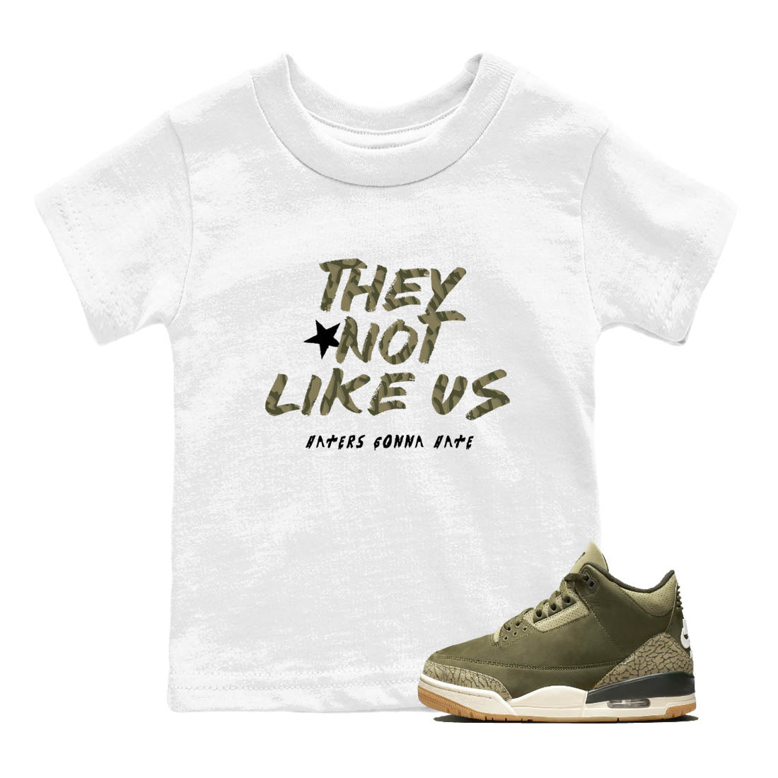 Sneaker Threads – Sneaker Tees To Match Air Jordan 3 Medium Olive – They Not Like Us Youth Graphic Tee White 1. Perfect for Jordan releases 2025 colorways.