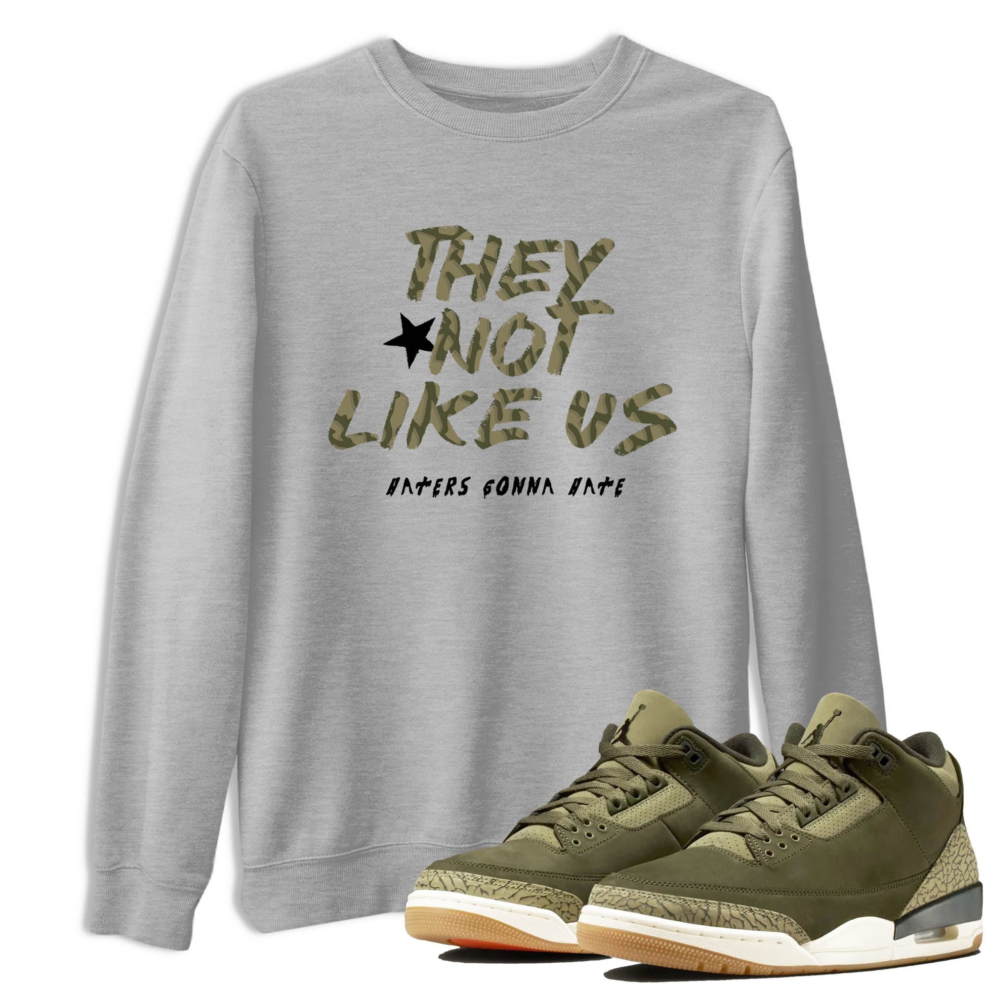 Sneaker Threads – Sneaker Tees To Match Air Jordan 3 Medium Olive – They Not Like Us Graphic Tee Heather Grey 1. Perfect for Jordan releases 2025 colorways.