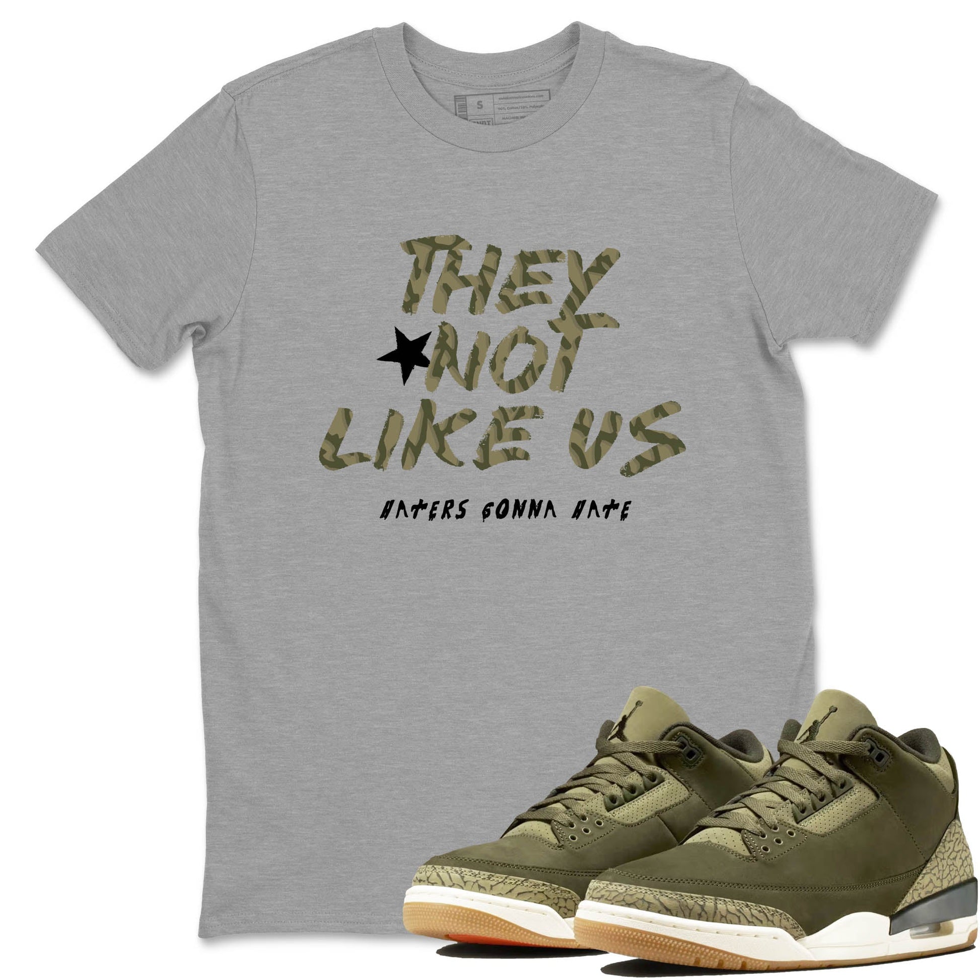 Sneaker Threads – Sneaker Tees To Match Air Jordan 3 Medium Olive – They Not Like Us Graphic Tee Heather Grey 1. Perfect for Jordan releases 2025 colorways.