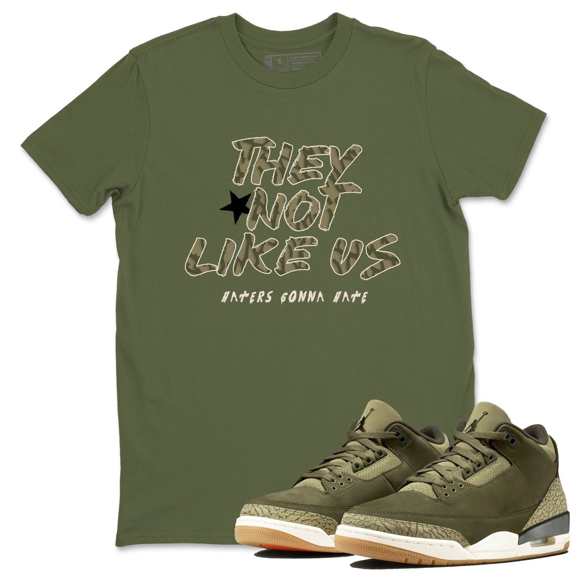 Sneaker Threads – Sneaker Tees To Match Air Jordan 3 Medium Olive – They Not Like Us Graphic Tee Military Green 1. Perfect for Jordan releases 2025 colorways.