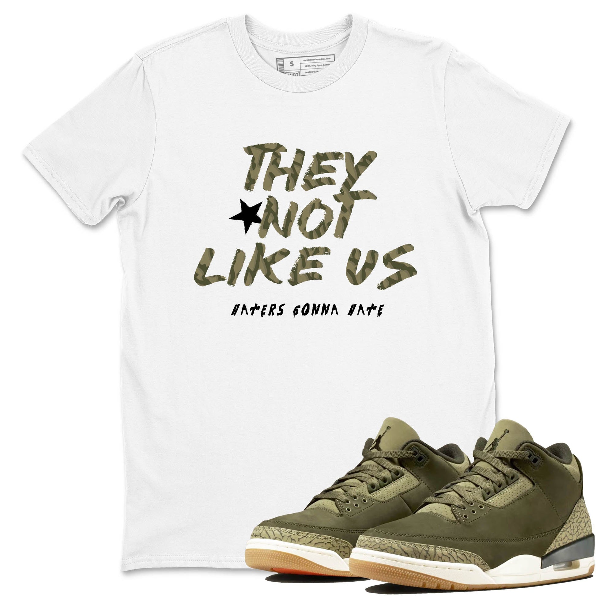 Sneaker Threads – Sneaker Tees To Match Air Jordan 3 Medium Olive – They Not Like Us Graphic Tee White 1. Perfect for Jordan releases 2025 colorways.