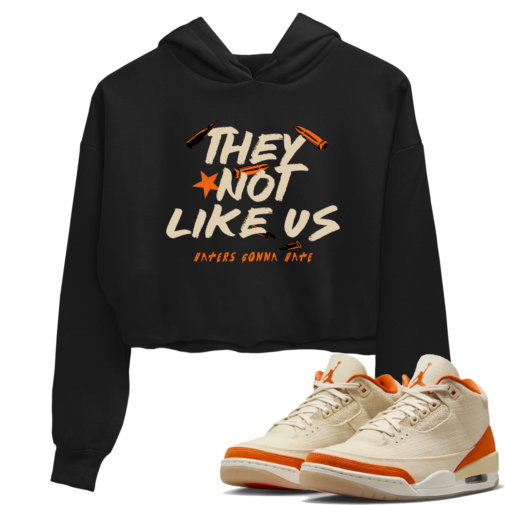They Not Like Us womens crop tee made to vibe with the Air Jordan 3 Starfish sneakers — the perfect match in Black 1.