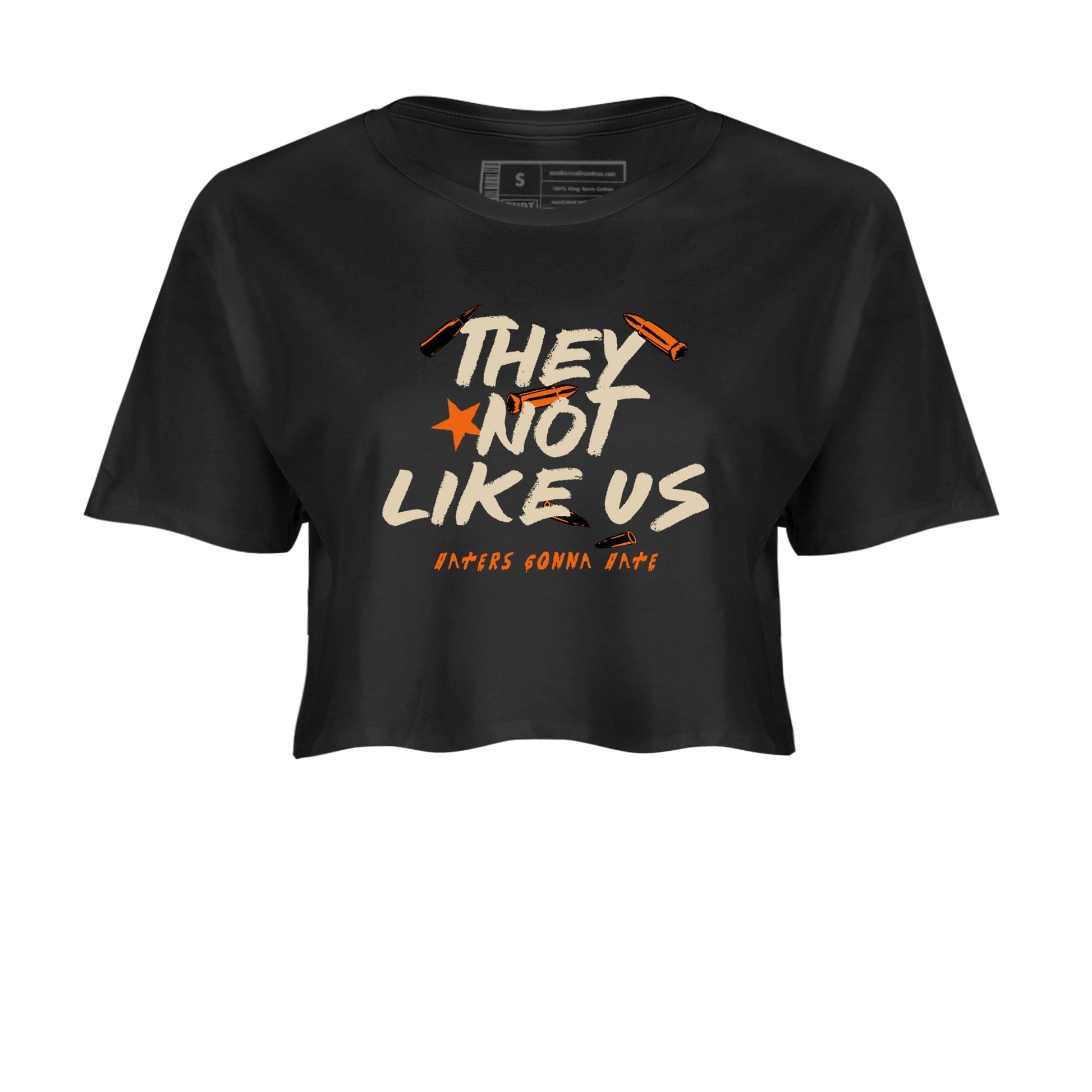 They Not Like Us womens crop tee made to vibe with the Air Jordan 3 Starfish sneakers — the perfect match in Black 2.