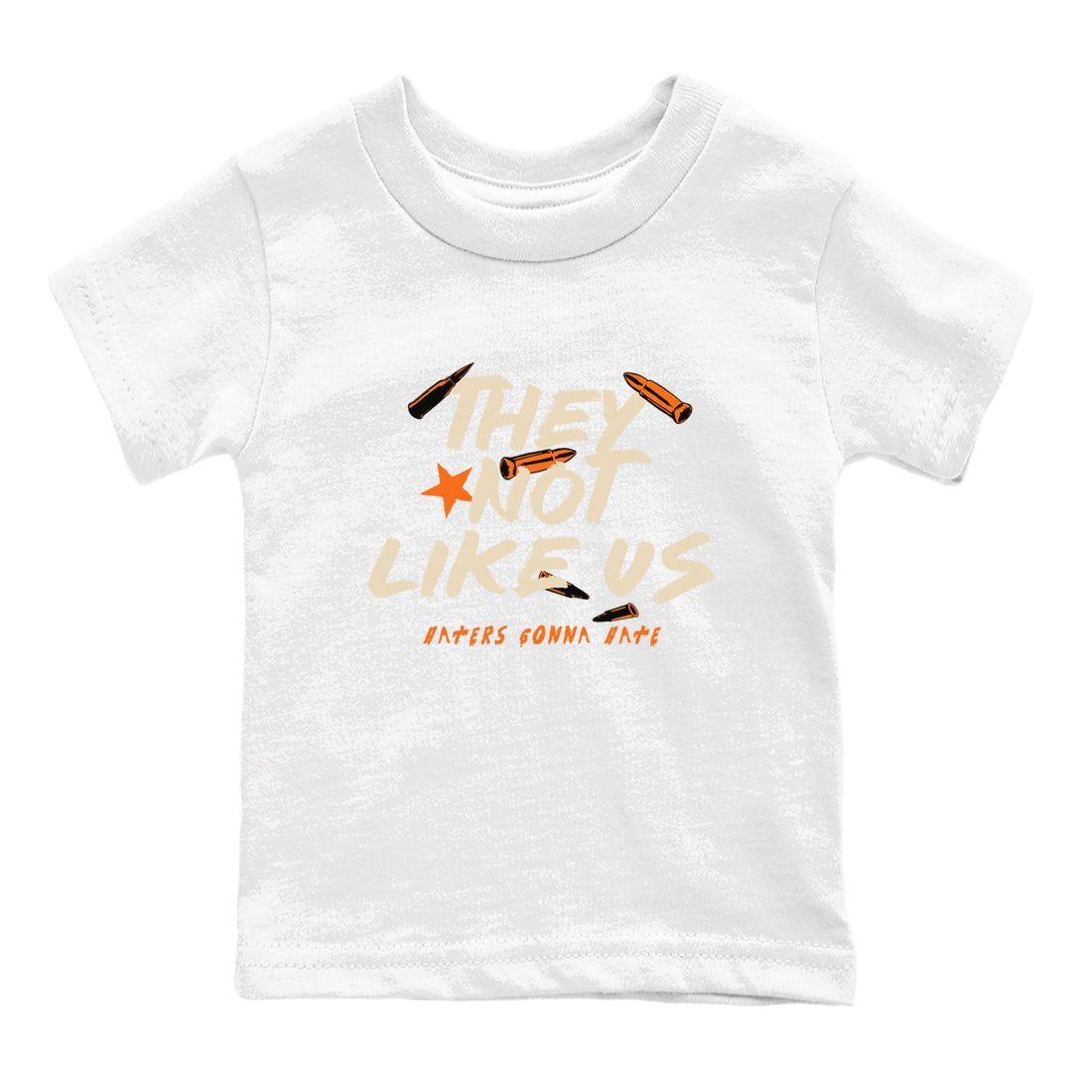 They Not Like Us baby and kids t-shirt crafted for little sneakerheads to shine with the Air Jordan 3 Starfish sneakers, displayed in White 2.