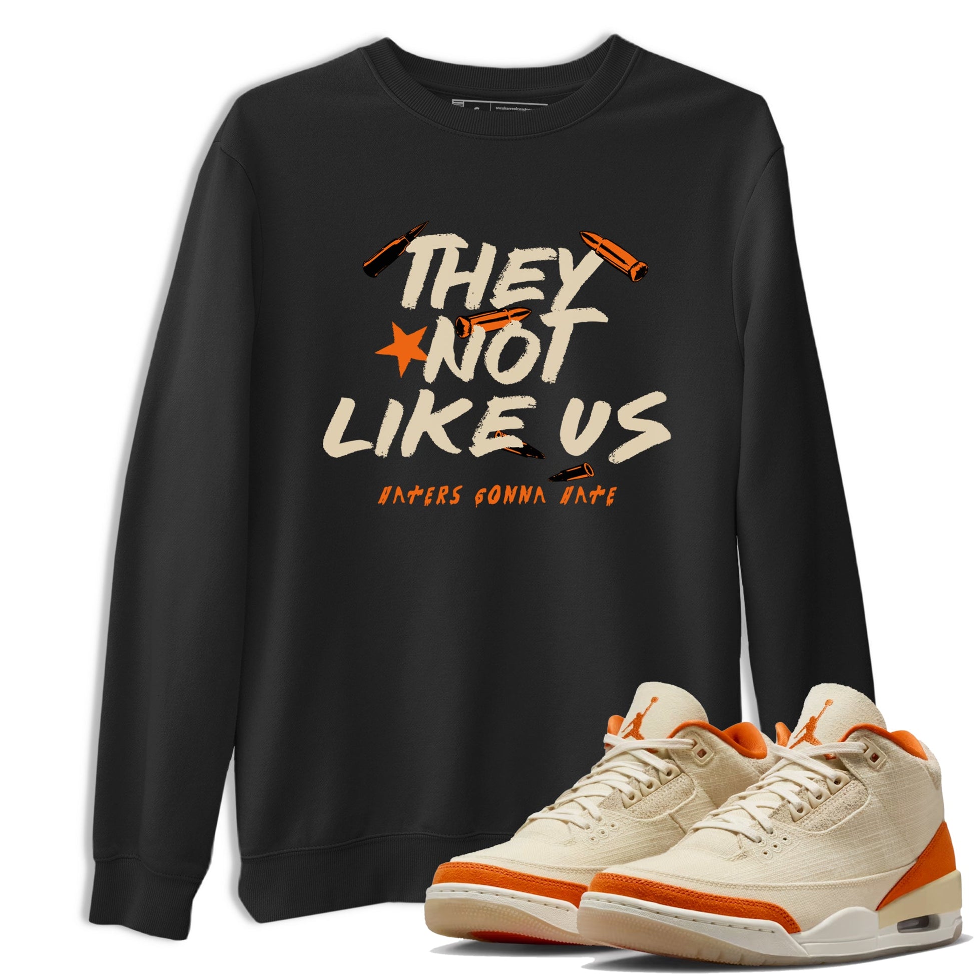 They Not Like Us sneaker match t-shirt styled to complete your fit with the Air Jordan 3 Starfish sneakers, shown in Black 1.