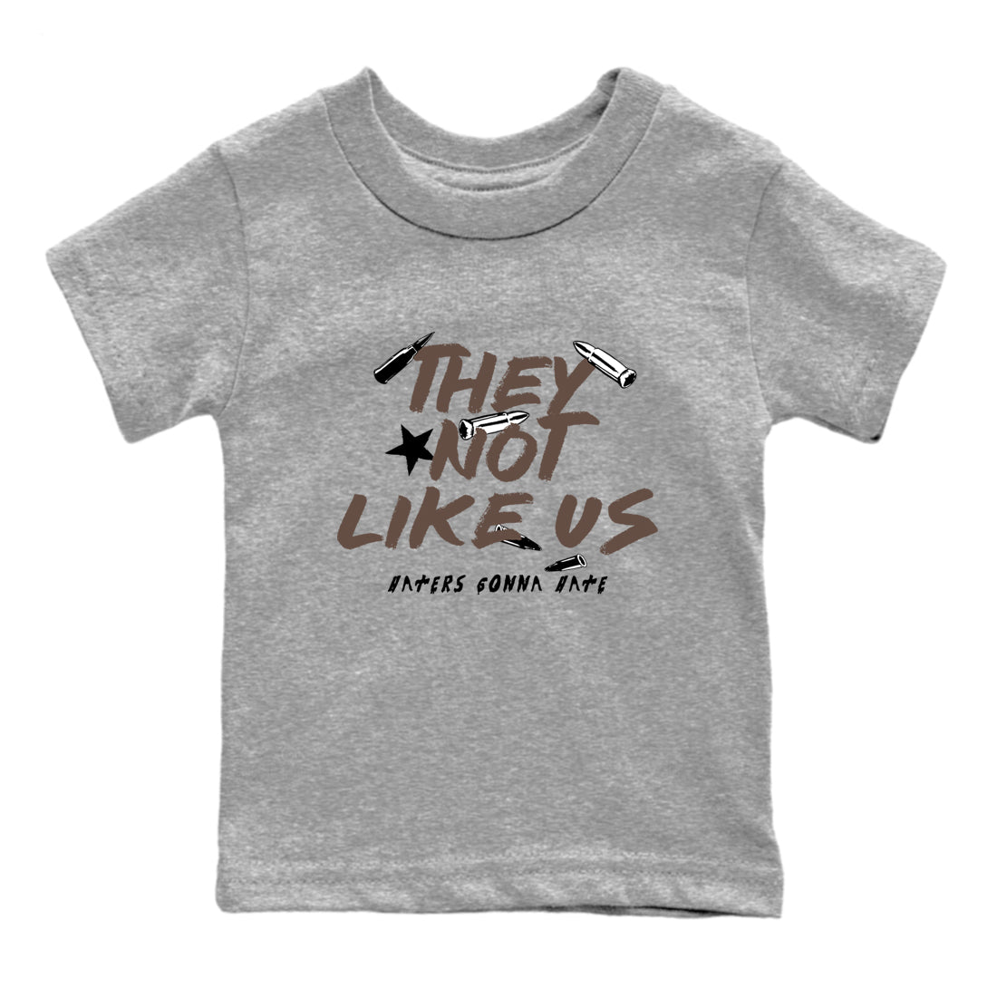Sneaker match tees – Sneaker Tees To Match Air Jordan 4 Cave Stone Shoes – They Not Like Us Kids T-Shirt Heather Grey 2