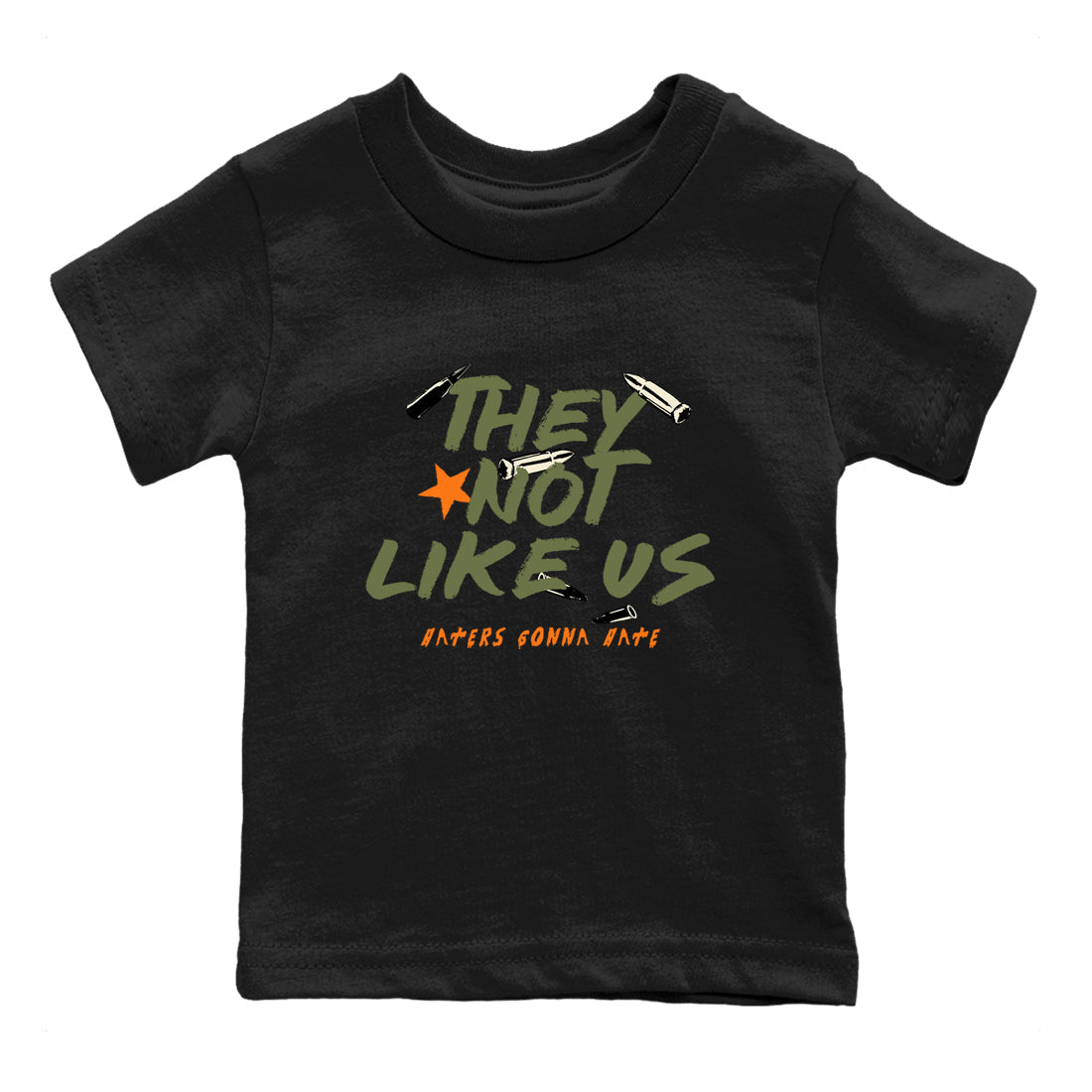 Sneaker match tees – Sneaker Tees To Match Undefeated inspired colorways Air Jordan 4 OG Olive Shoes – They Not Like Us Kids T-Shirt Black 2