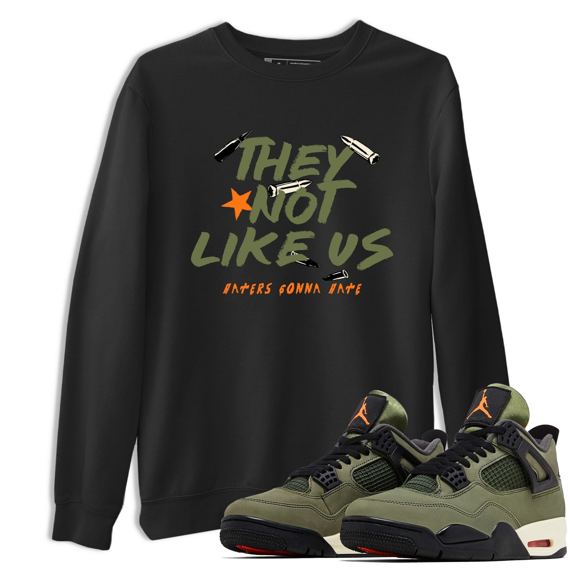 Sneaker match tees – Sneaker Tees To Match Undefeated inspired colorways Air Jordan 4 OG Olive Shoes – They Not Like Us Tee Black 1