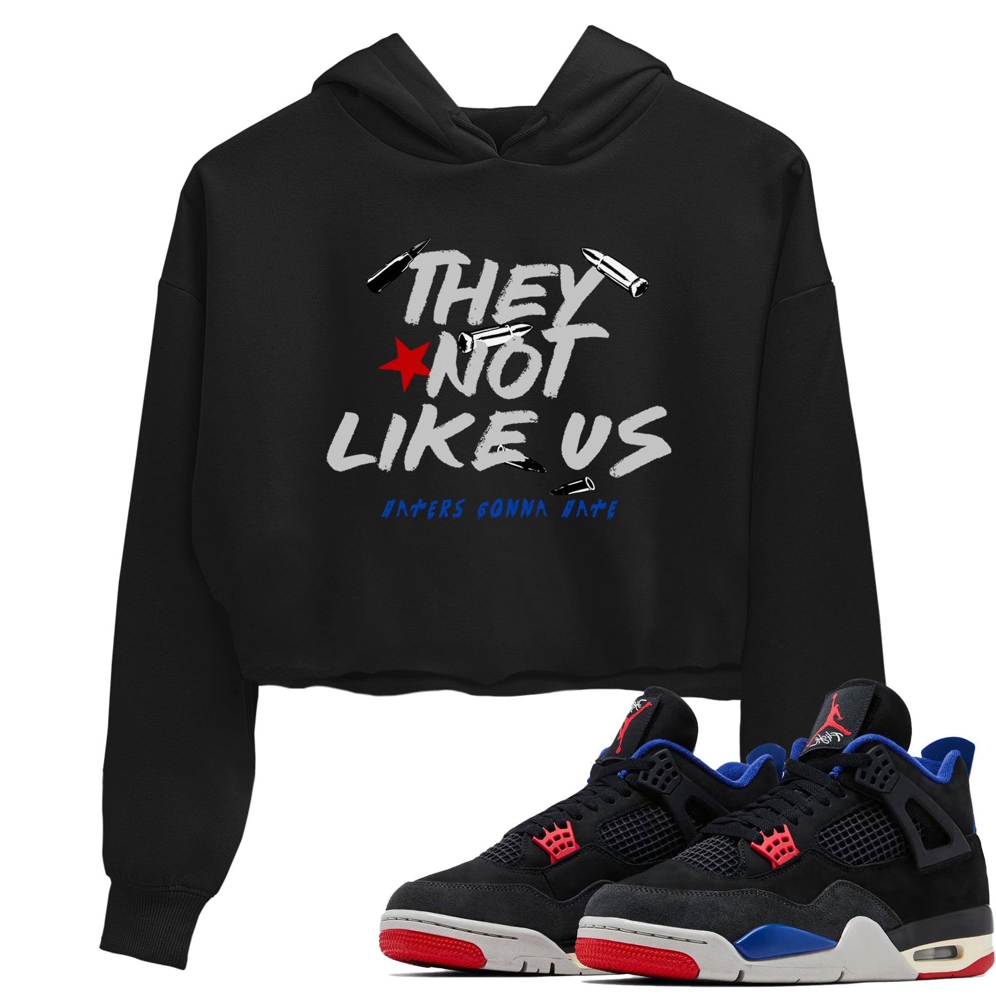 Sneaker match tees – Sneaker Tees To Match Air Jordan 4 Rare Air Shoes – They Not Like Us Crop T-Shirt Black 1