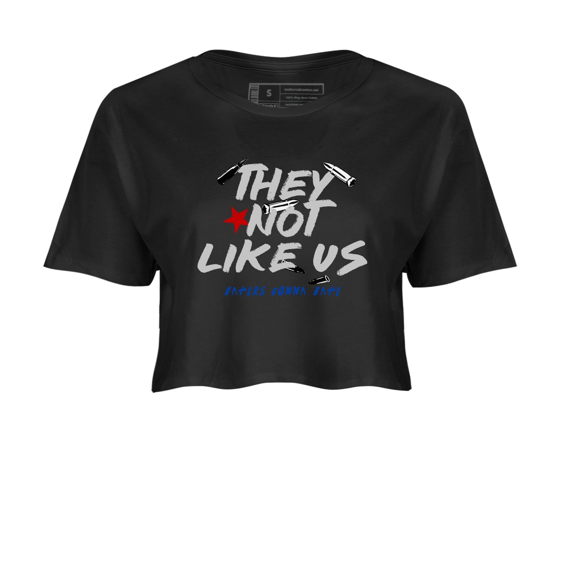 Sneaker match tees – Sneaker Tees To Match Air Jordan 4 Rare Air Shoes – They Not Like Us Crop T-Shirt Black 2
