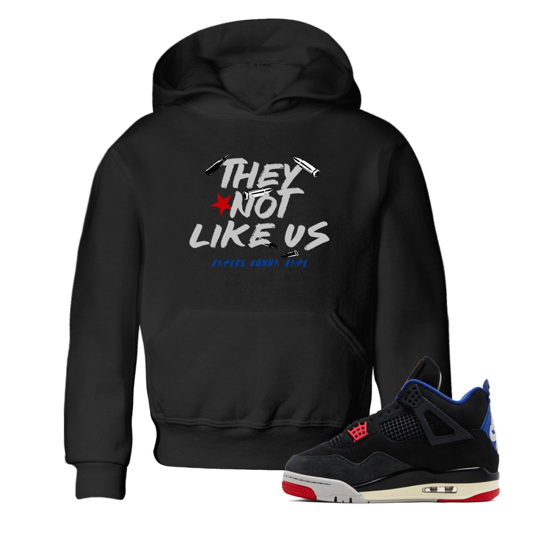 Sneaker match tees – Sneaker Tees To Match Air Jordan 4 Rare Air Shoes – They Not Like Us Kids T-Shirt Black 1