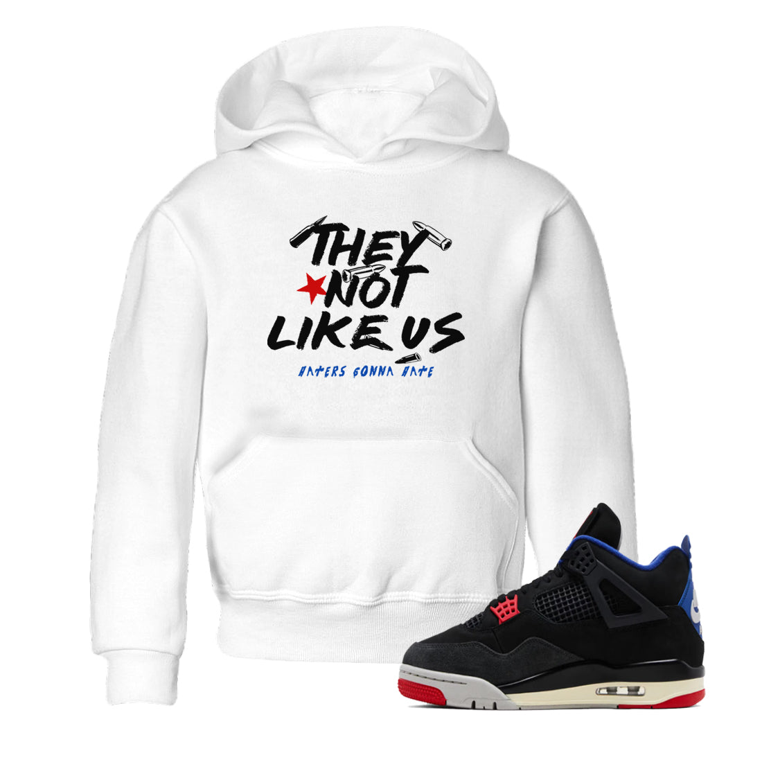 Sneaker match tees – Sneaker Tees To Match Air Jordan 4 Rare Air Shoes – They Not Like Us Kids T-Shirt White 1