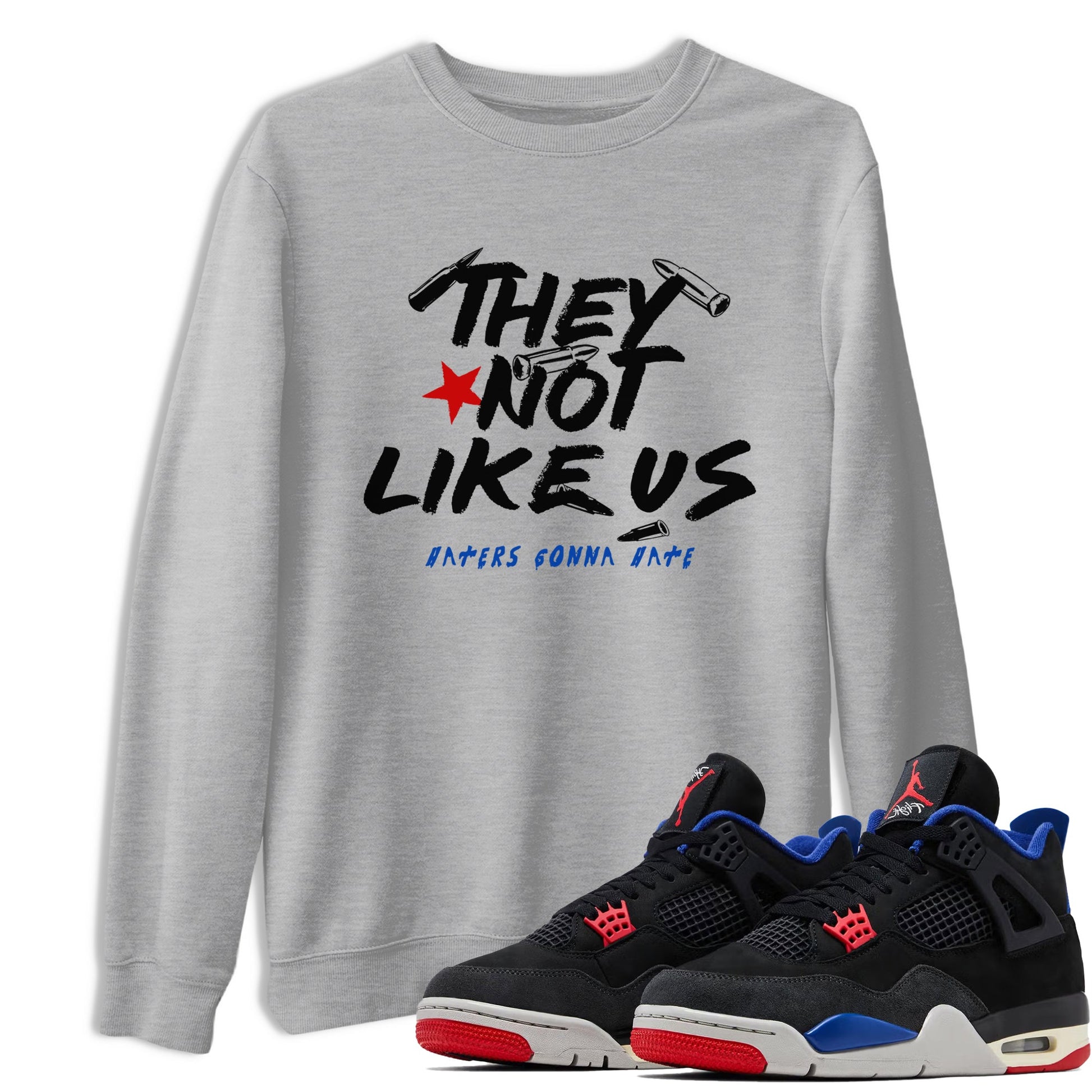 Sneaker match tees – Sneaker Tees To Match Air Jordan 4 Rare Air Shoes – They Not Like Us Tee Heather Grey 1