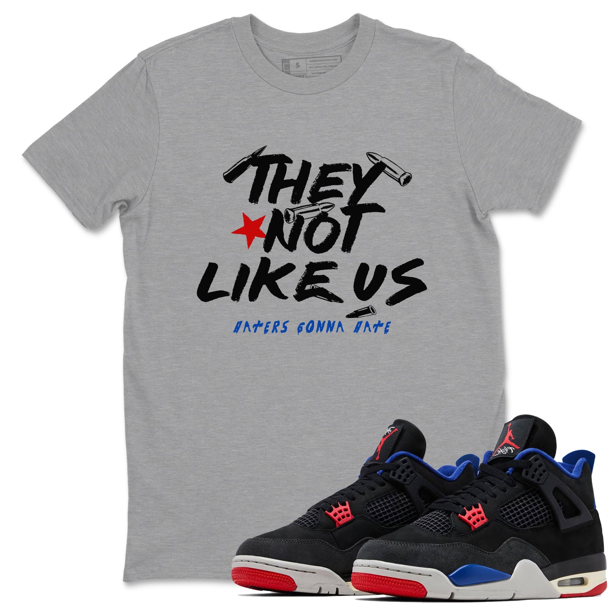 Sneaker match tees – Sneaker Tees To Match Air Jordan 4 Rare Air Shoes – They Not Like Us Tee Heather Grey 1