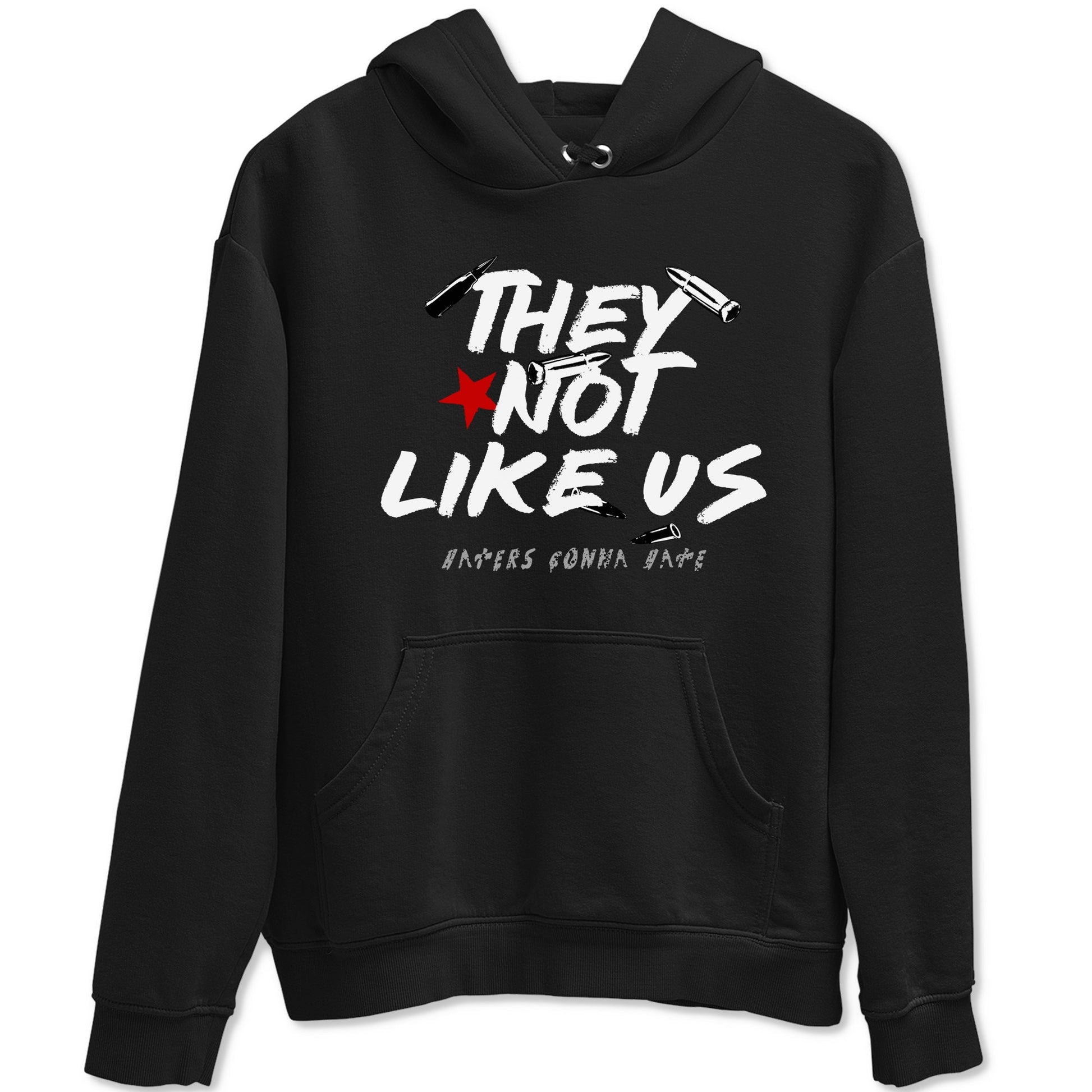 They Not Like Us sneaker match t-shirt styled to complete your fit with the Air Jordan 4 White Cement sneakers, shown in Black 2.