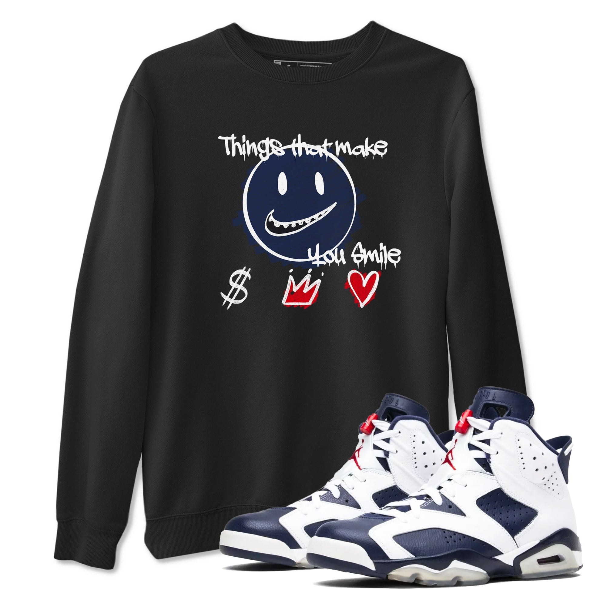 6s Olympic shirts to match jordans Things That Make You Smile sneaker match tees Air Jordan 6 Olympic SNRT Sneaker Tees streetwear brand Black 1 unisex cotton tee