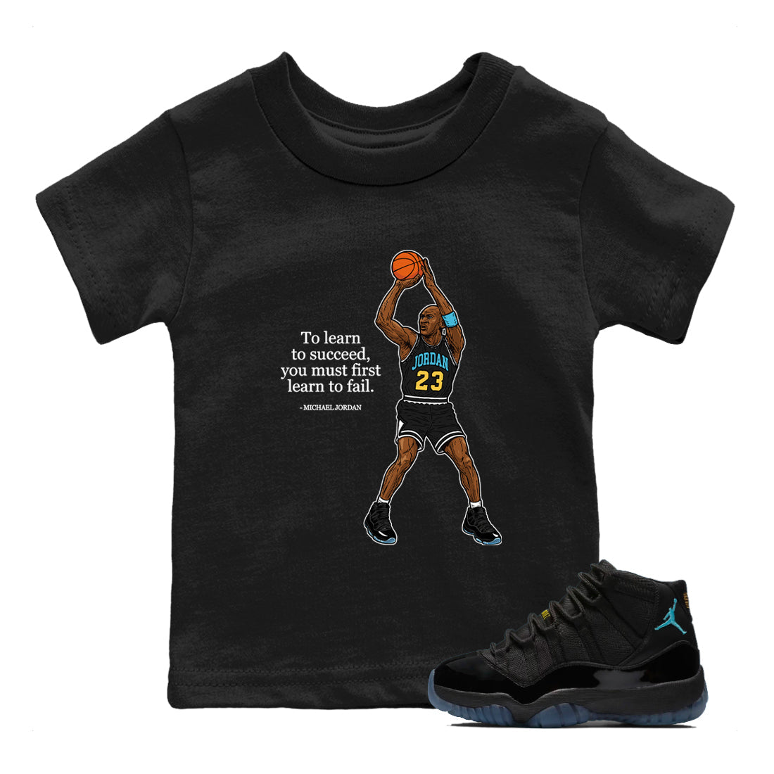 Sneaker Threads – Sneaker Tees To Match Air Jordan 11 Retro Gamma – To Learn To Succeed You Must First Learn To Fail Youth Graphic Tee Black 1. Perfect for Jordan releases 2025 colorways.