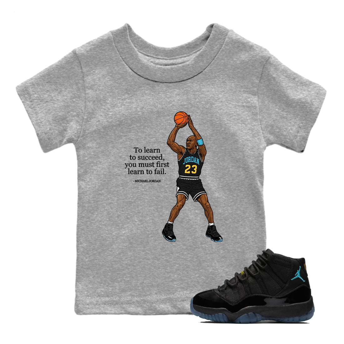Sneaker Threads – Sneaker Tees To Match Air Jordan 11 Retro Gamma – To Learn To Succeed You Must First Learn To Fail Youth Graphic Tee Heather Grey 1. Perfect for Jordan releases 2025 colorways.